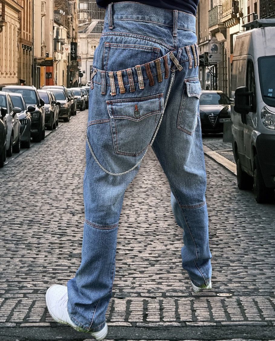 Japanese Brand Vintage Y2K TURNA Slanted Double Waist Streetwear Denim Size US 32 / EU 48 - 14 Thumbnail