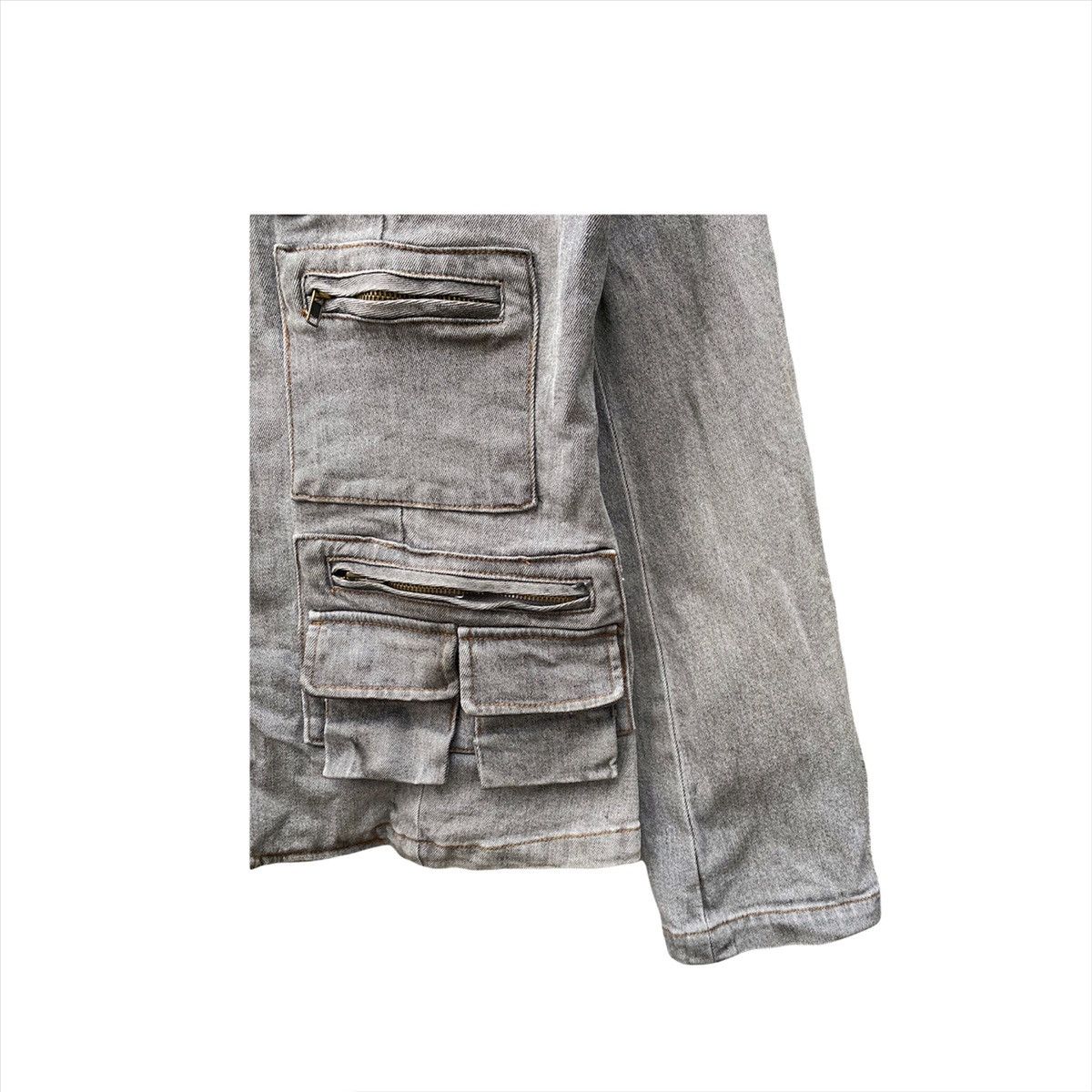Japanese Brand SUN FADDED MULTI POCKET DENIM JACKET DISTRESSED FADDED GREY Size US S / EU 44-46 / 1 - 6 Thumbnail