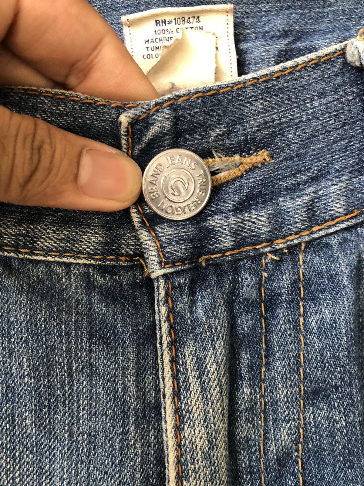 Japanese Brand Vintage True Religion Embroidery Logo Loose Fit Denim Size US 38 / EU 54 - 9 Thumbnail