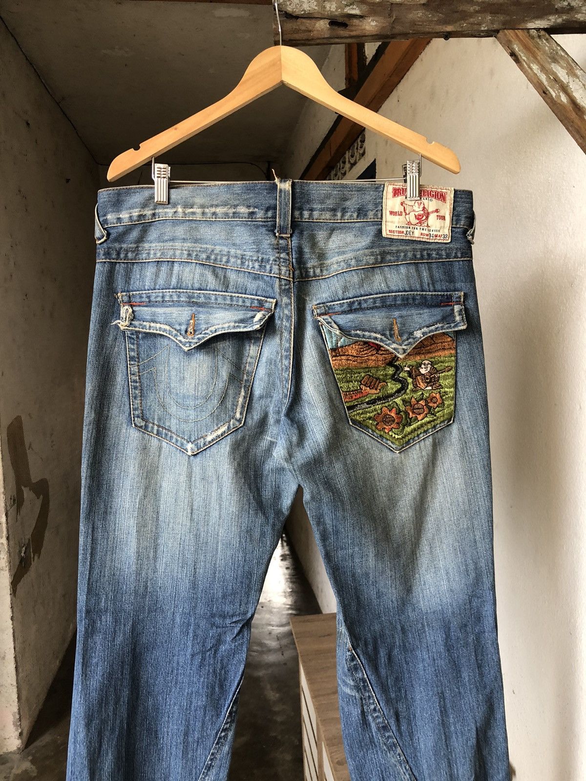 Japanese Brand Vintage True Religion Embroidery Logo Loose Fit Denim Size US 38 / EU 54 - 3 Thumbnail