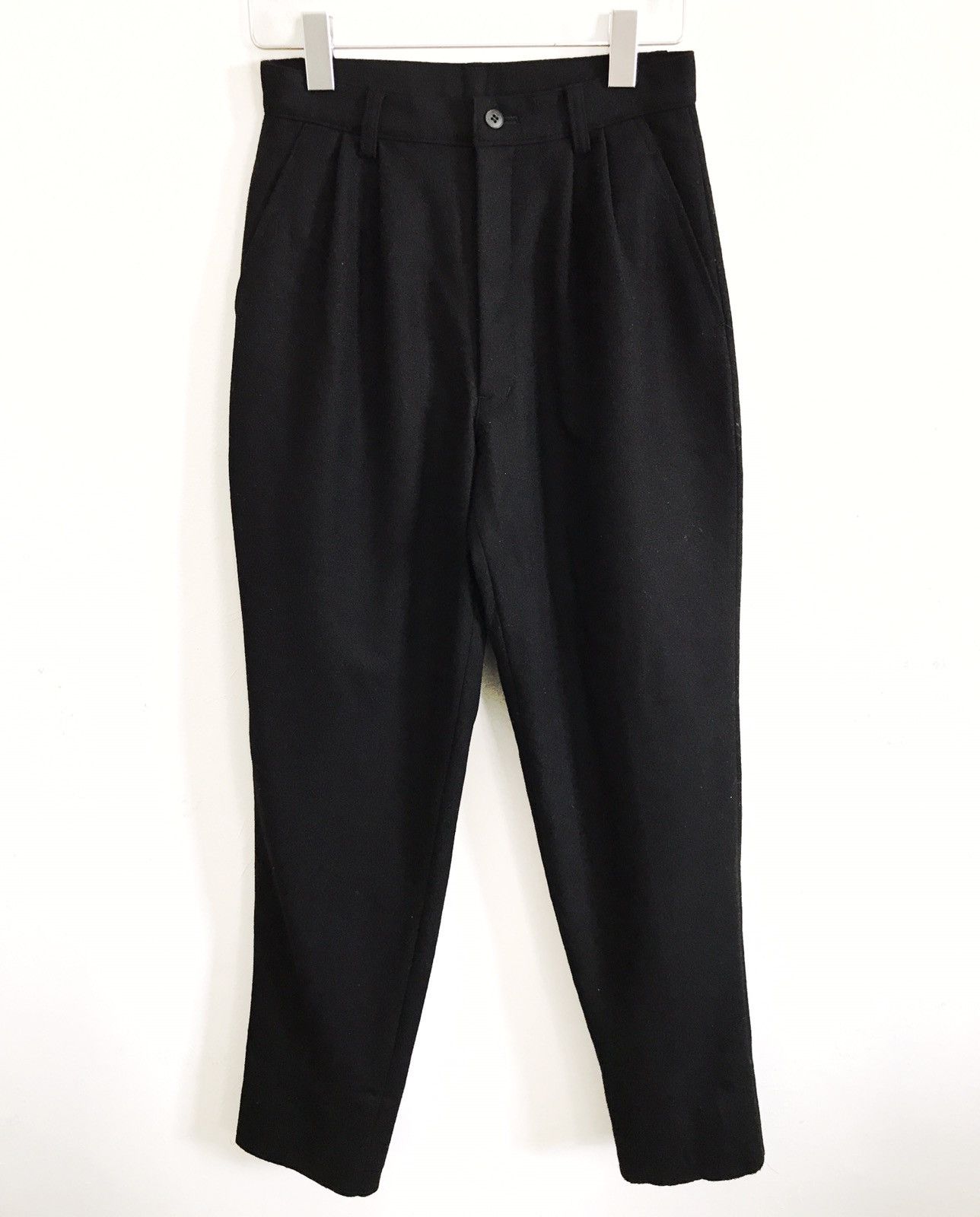image of Designer Mr. Junko Koshino Jr. Wool Gabardine Black Pants, Men's (Size 26)