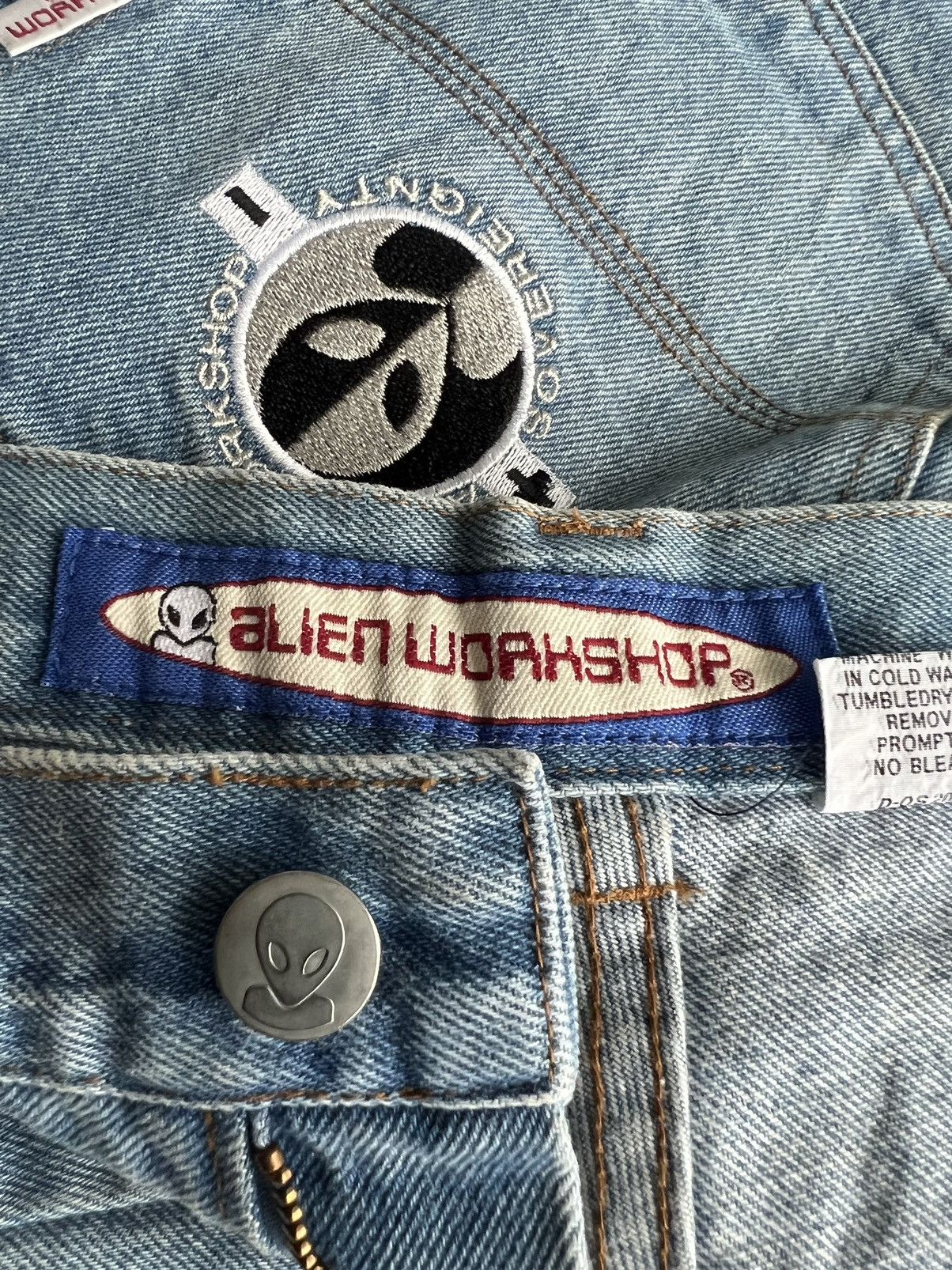 Alien Workshop SICK🔥OG Alien Workshop ™️ Logo Distressed Baggy Denim Size US 34 / EU 50 - 10 Thumbnail