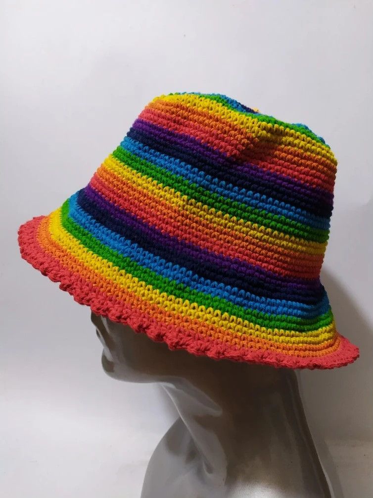 Other 🔥Unknown Japanese Multicolor Bucket Hats crochet Size ONE SIZE - 4 Thumbnail