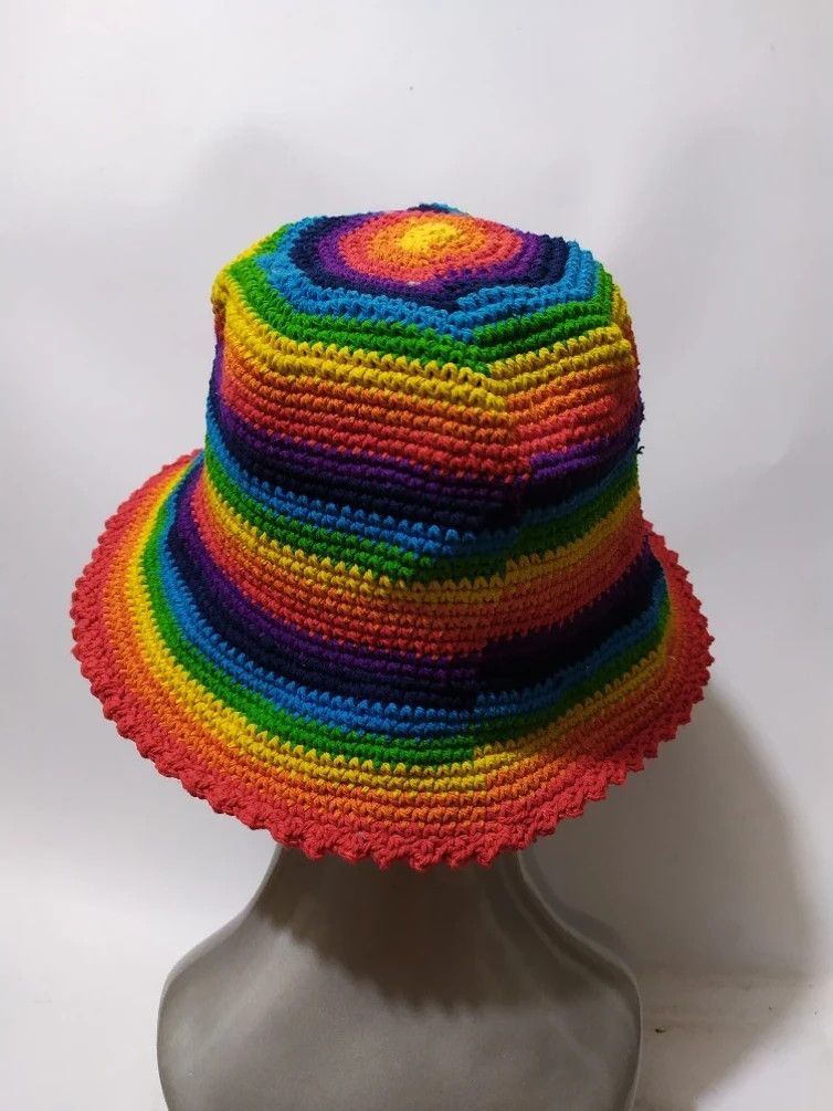 Other 🔥Unknown Japanese Multicolor Bucket Hats crochet Size ONE SIZE - 5 Thumbnail