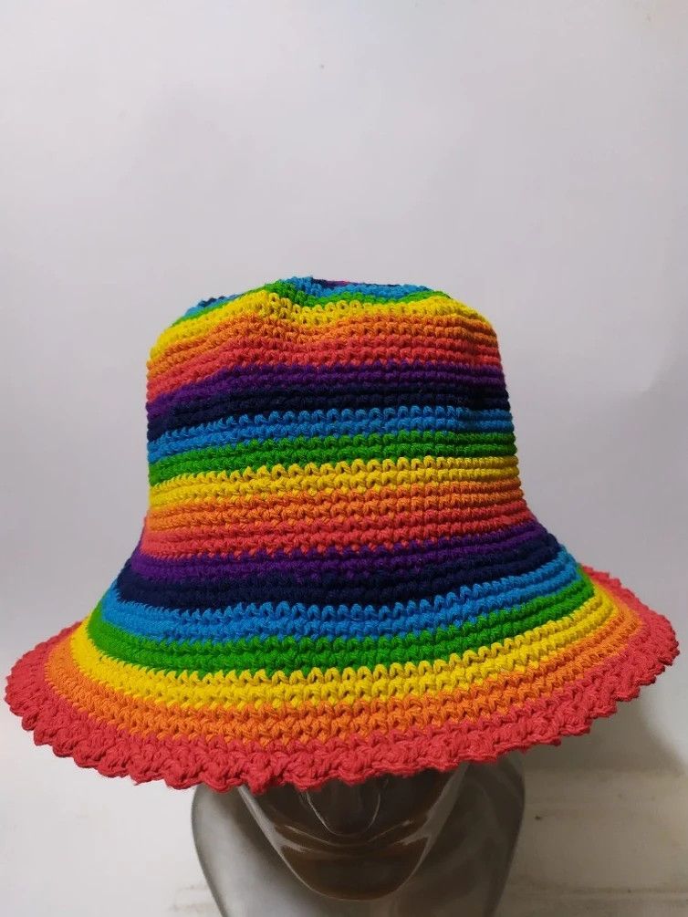 Other 🔥Unknown Japanese Multicolor Bucket Hats crochet Size ONE SIZE - 3 Thumbnail