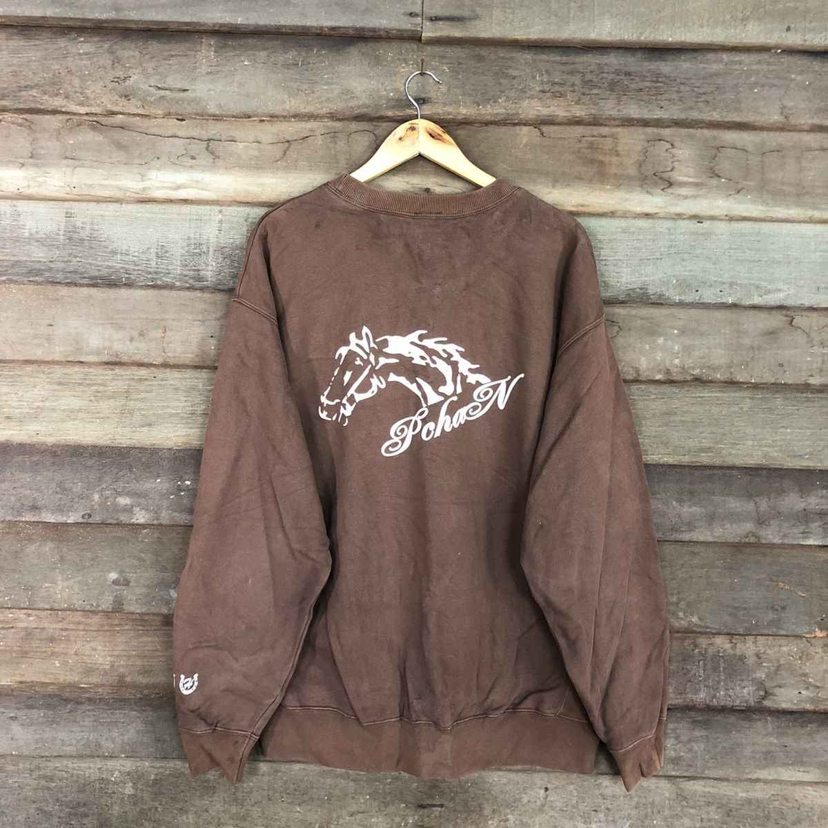 Vintage Free Style Phan Horse faded Brown Sweatshirt #3174 Size US XL / EU 56 / 4 - 1 Thumbnail