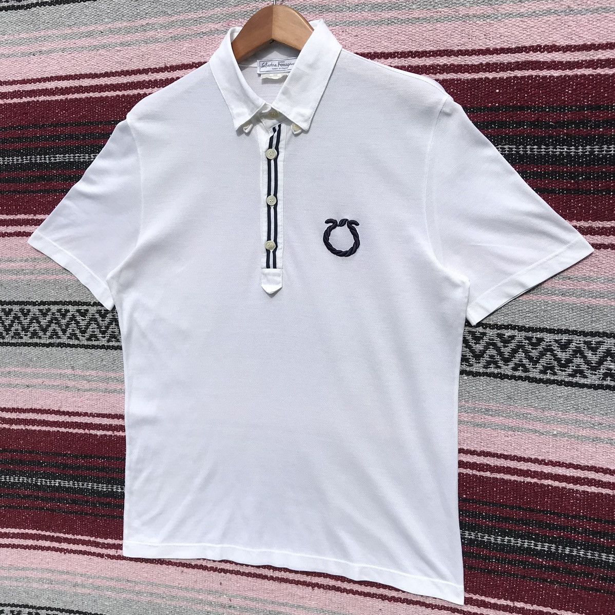 Salvatore Ferragamo × Vintage Vintage 90s Salvatore Ferragamo Polo Tee Salvatore Ferragamo Size US S / EU 44-46 / 1 - 3 Thumbnail