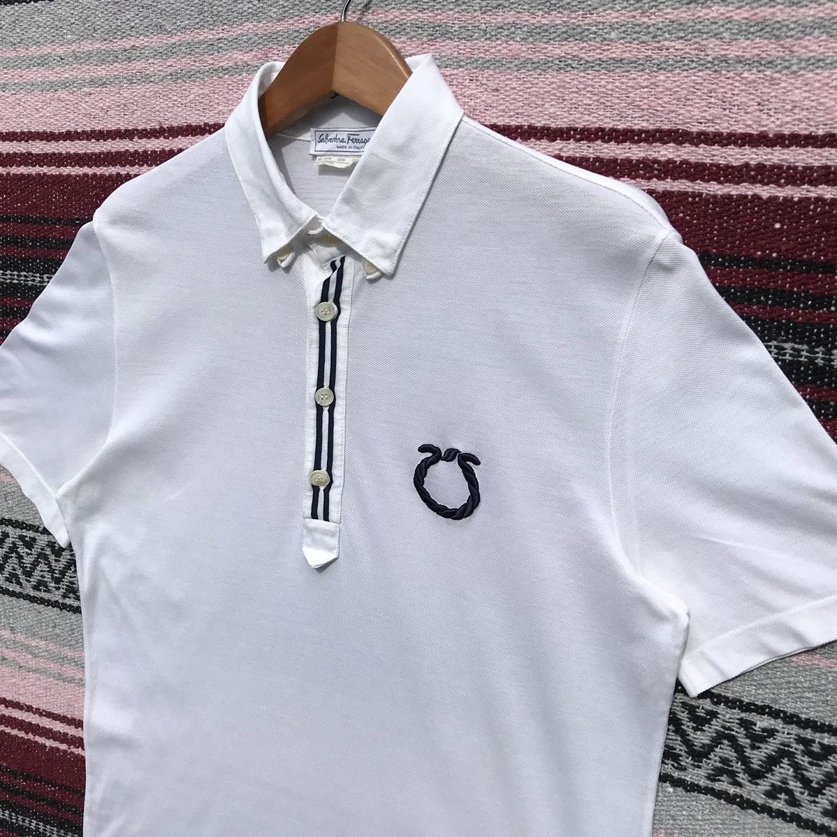 Salvatore Ferragamo × Vintage Vintage 90s Salvatore Ferragamo Polo Tee Salvatore Ferragamo Size US S / EU 44-46 / 1 - 5 Thumbnail