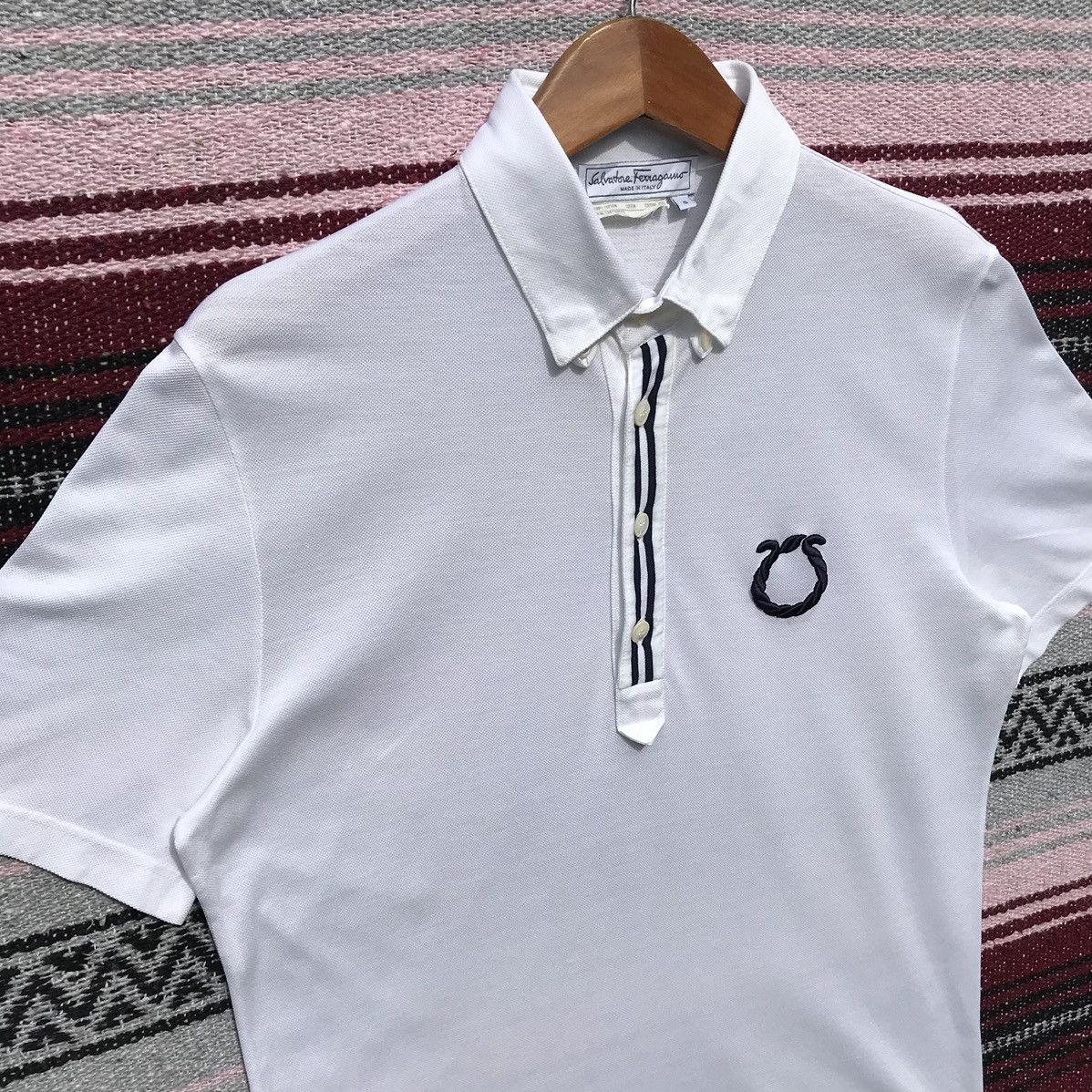 Salvatore Ferragamo × Vintage Vintage 90s Salvatore Ferragamo Polo Tee Salvatore Ferragamo Size US S / EU 44-46 / 1 - 4 Thumbnail