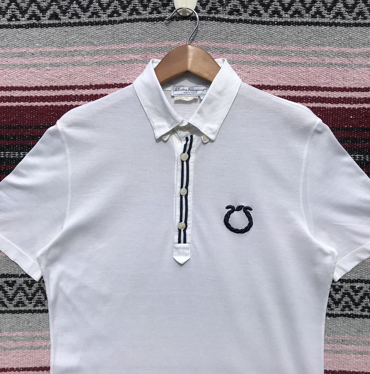 Salvatore Ferragamo × Vintage Vintage 90s Salvatore Ferragamo Polo Tee Salvatore Ferragamo Size US S / EU 44-46 / 1 - 6 Thumbnail