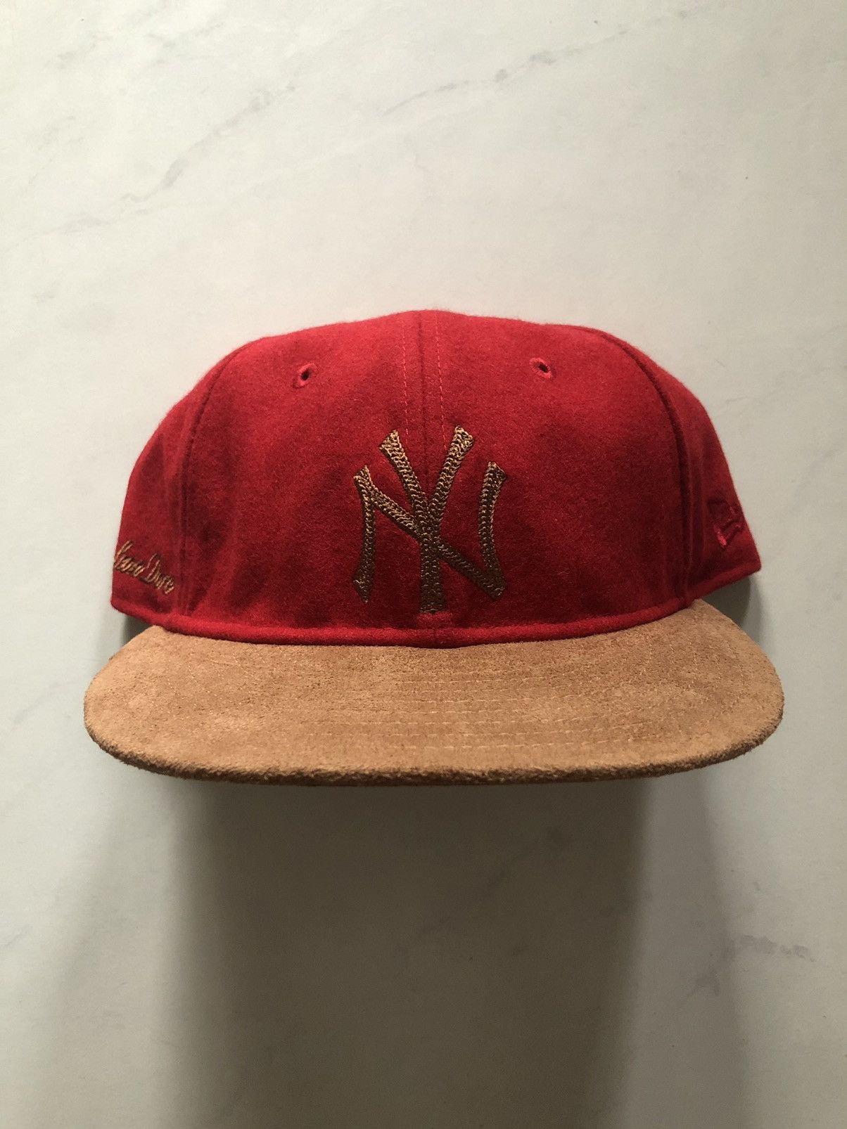 New Era ALD melton wool chain stitch Yankees hat red brown