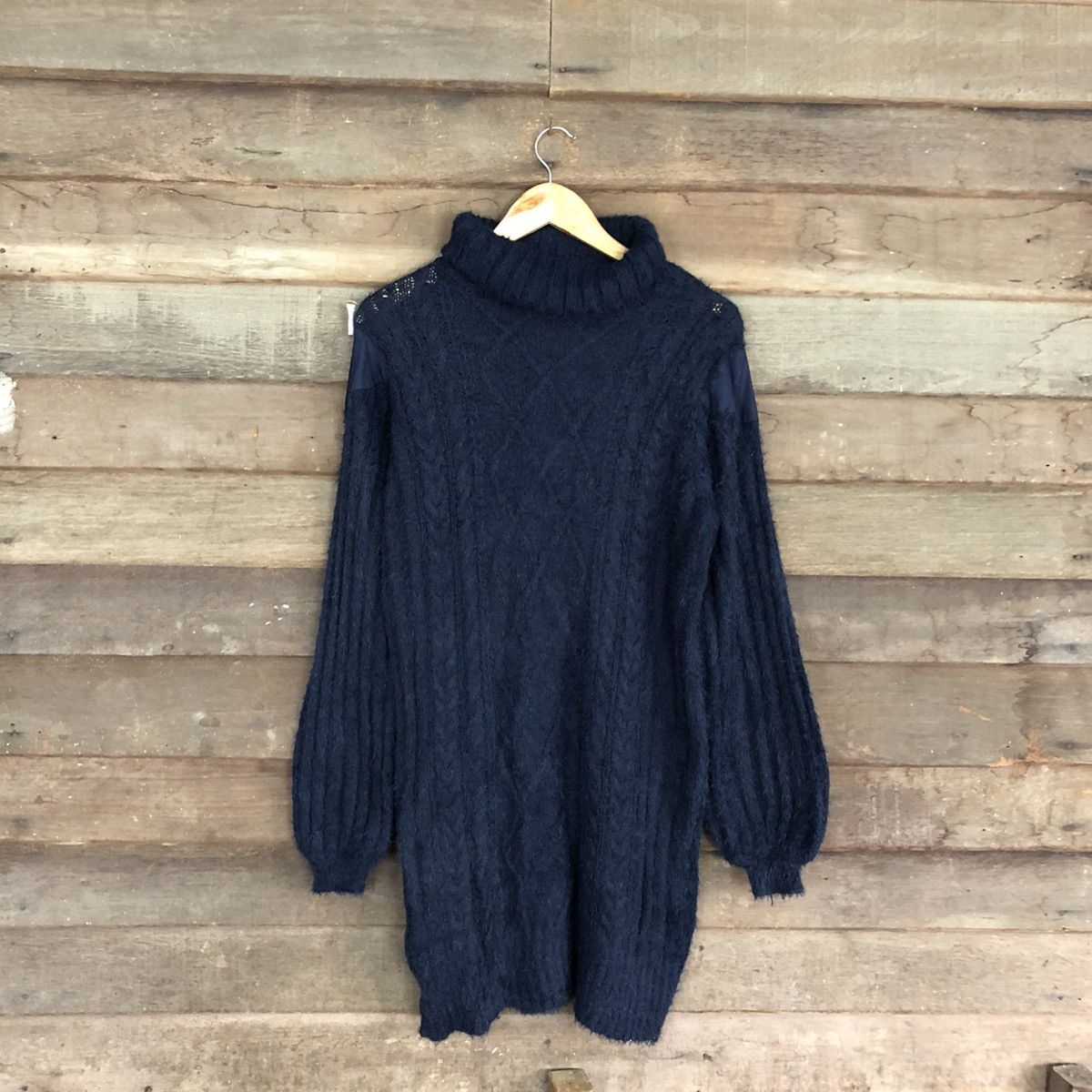 Homespun Knitwear × Japanese Brand DL Japan Dark Blue Mohair Shag Shaggy Knitwear #B629 Size L / US 10 / IT 46 - 1 Thumbnail