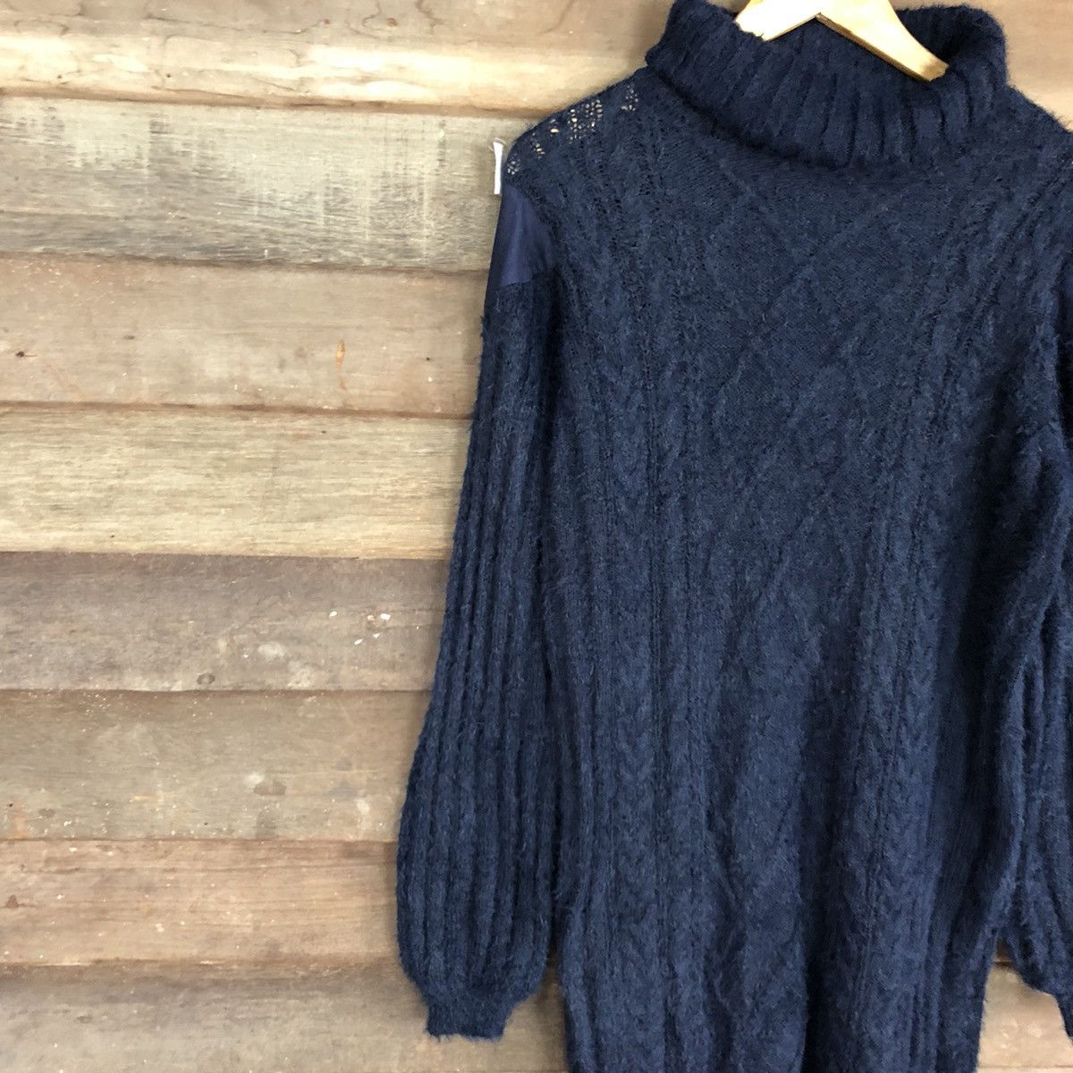 Homespun Knitwear × Japanese Brand DL Japan Dark Blue Mohair Shag Shaggy Knitwear #B629 Size L / US 10 / IT 46 - 7 Thumbnail