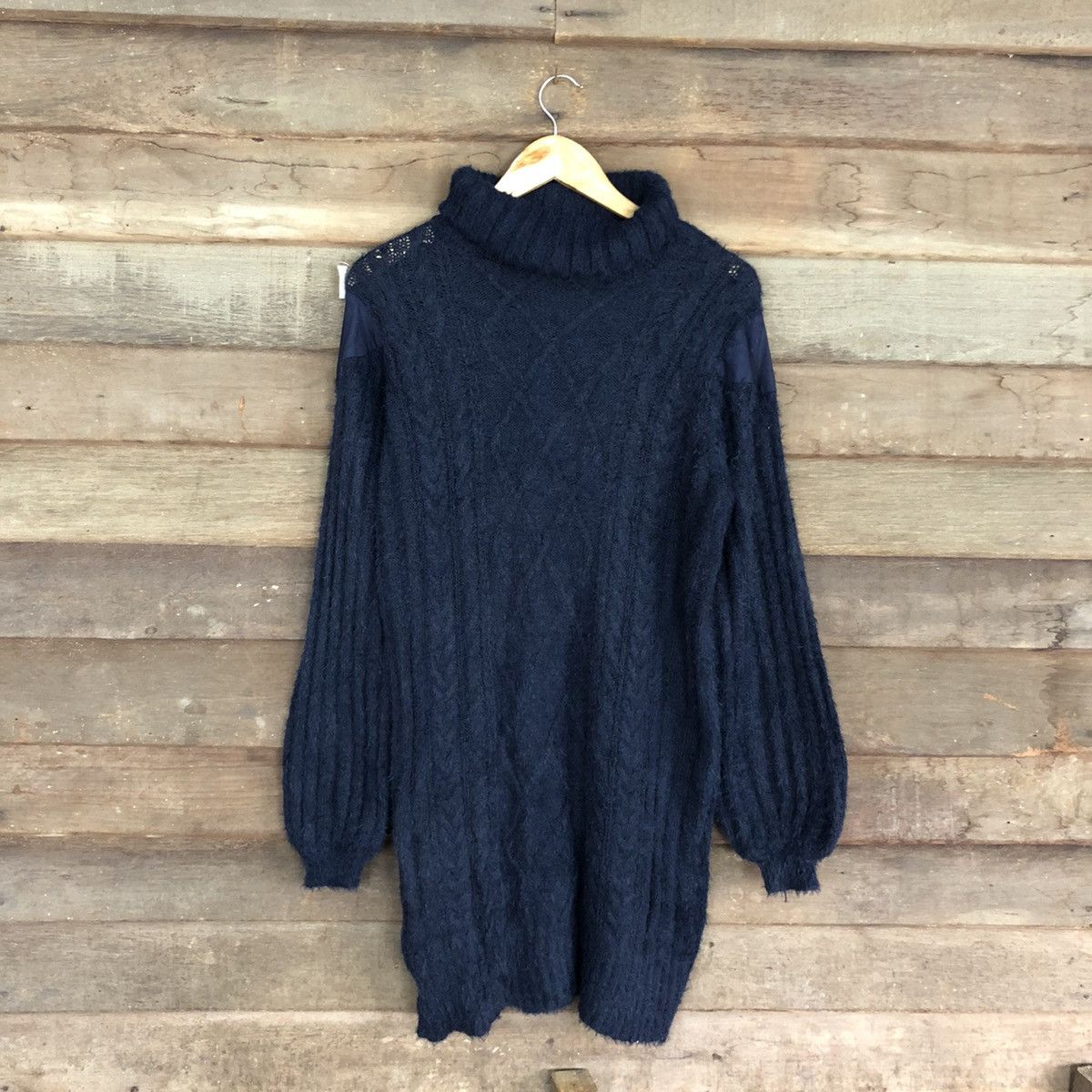 Homespun Knitwear × Japanese Brand DL Japan Dark Blue Mohair Shag Shaggy Knitwear #B629 Size L / US 10 / IT 46 - 3 Thumbnail