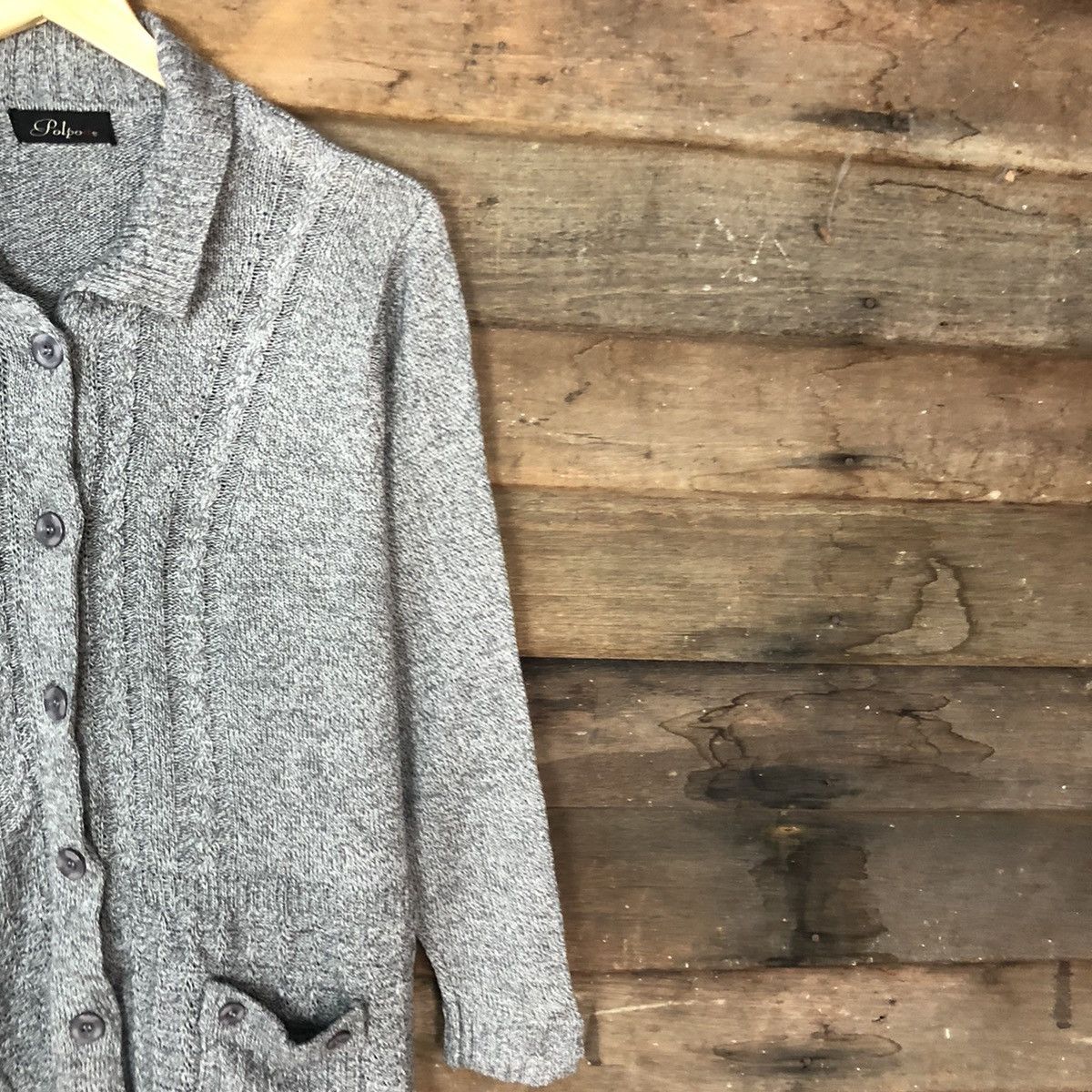 Homespun Knitwear × Japanese Brand × Vintage PolpoA japan vintage knitwear Grey Cardigan #512B Size US L / EU 52-54 / 3 - 5 Thumbnail