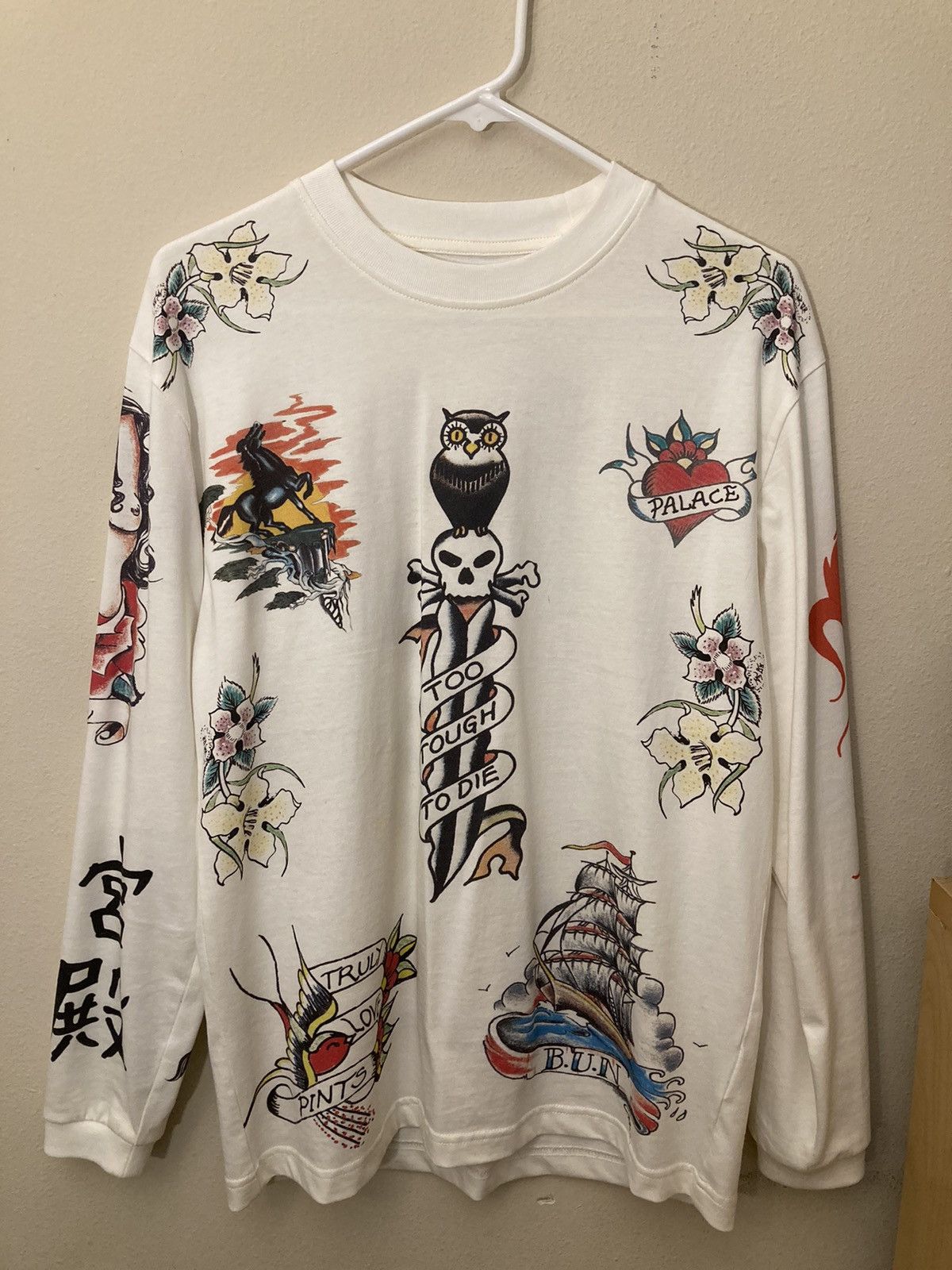 Palace Tattoo “Inky” Long Sleeve T-Shirt Top White - Small