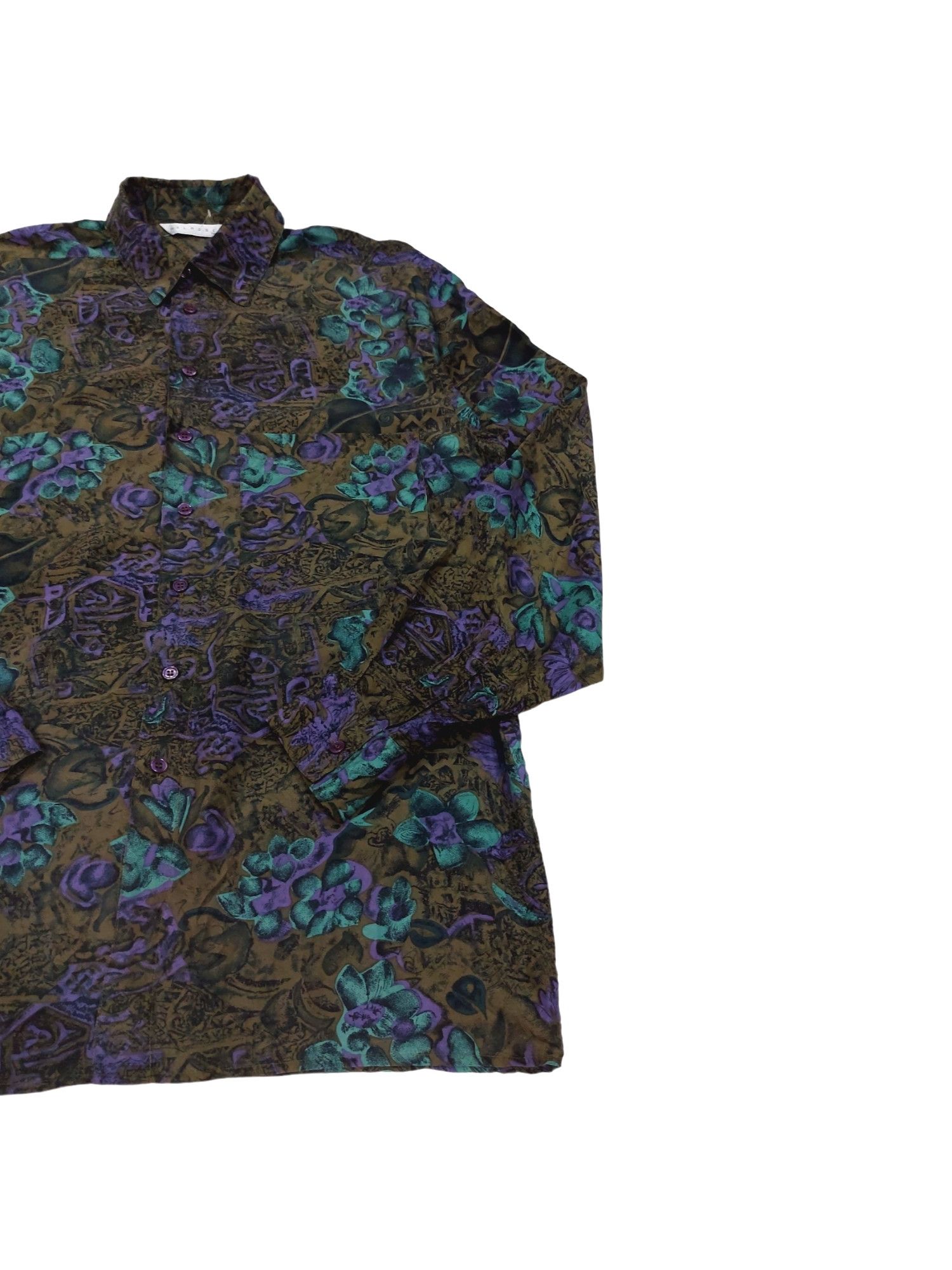 Designer × Melrose Rare! Melrose Floral Silk Shirt Size US L / EU 52-54 / 3 - 3 Thumbnail