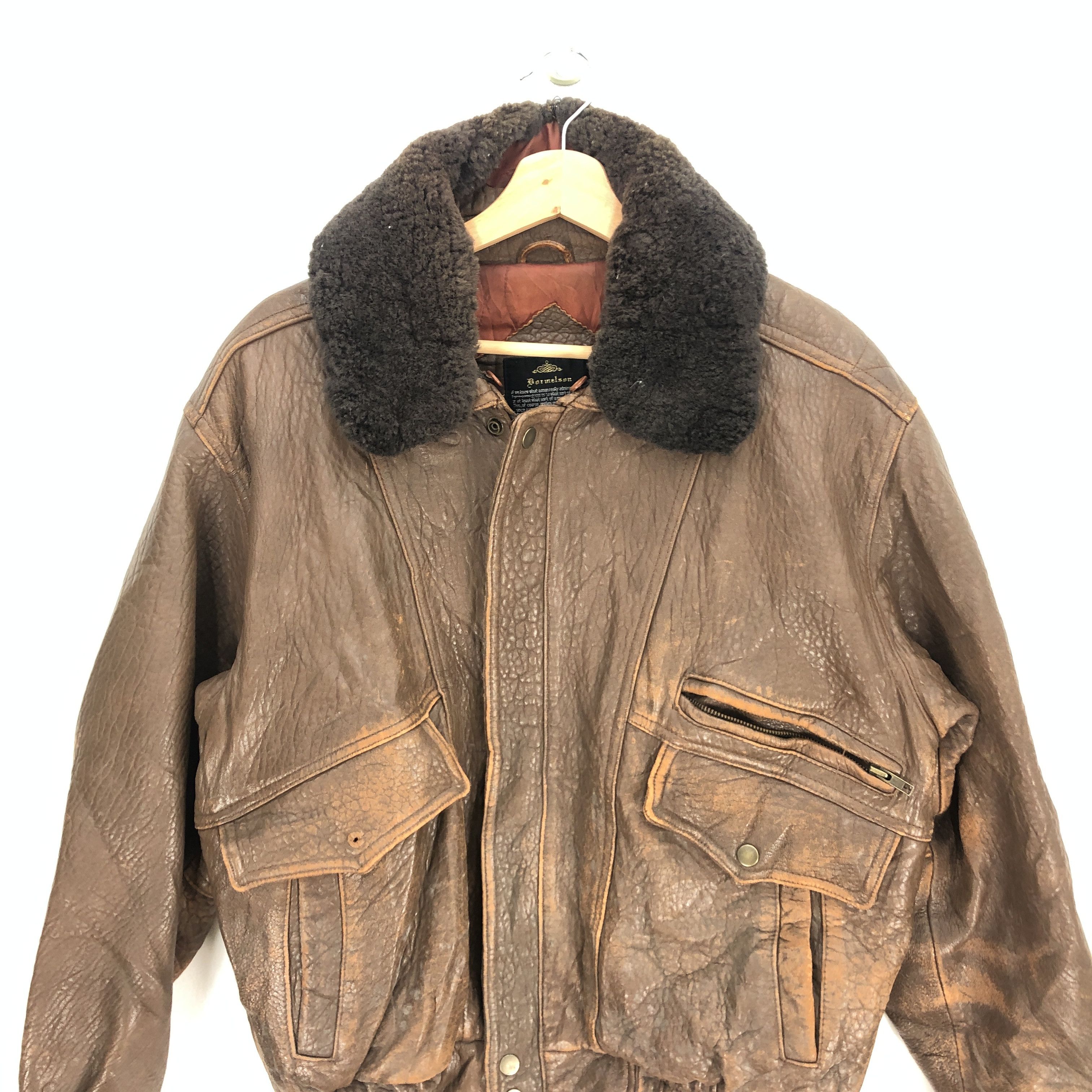 Leather Bormeleon Leather Flight Jacket Sherpa Genuine Leather Size US L / EU 52-54 / 3 - 4 Thumbnail