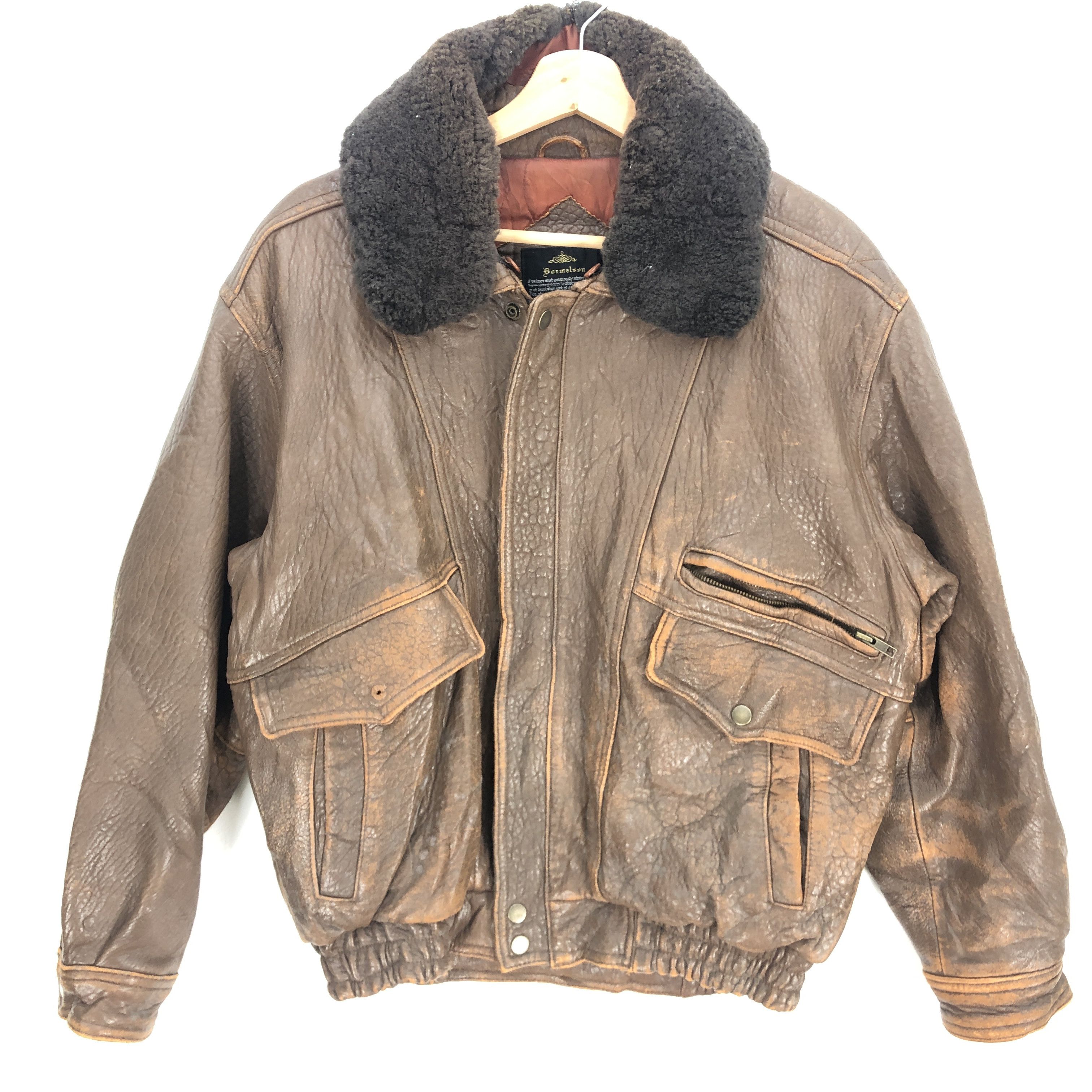 Leather Bormeleon Leather Flight Jacket Sherpa Genuine Leather Size US L / EU 52-54 / 3 - 5 Thumbnail