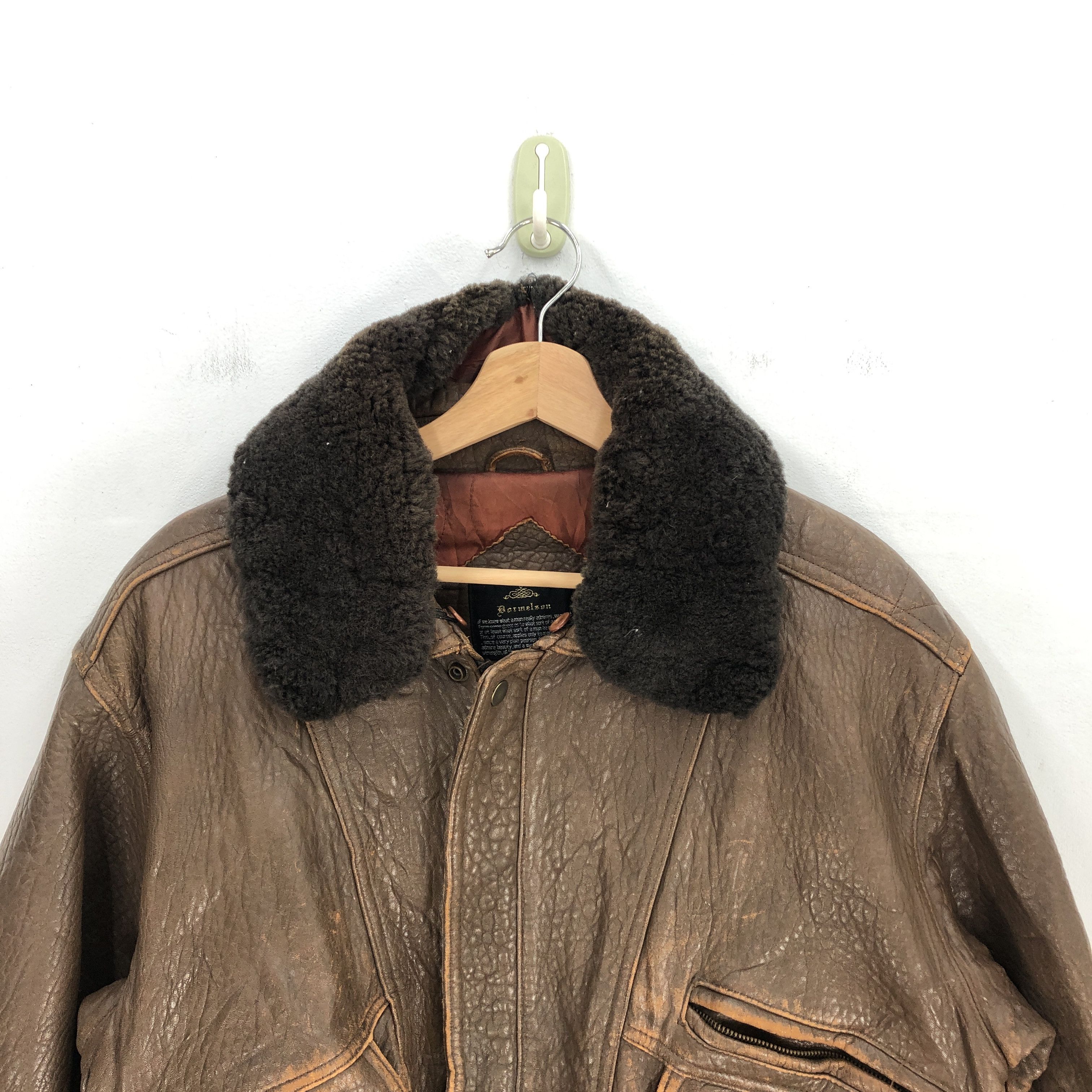 Leather Bormeleon Leather Flight Jacket Sherpa Genuine Leather Size US L / EU 52-54 / 3 - 3 Thumbnail
