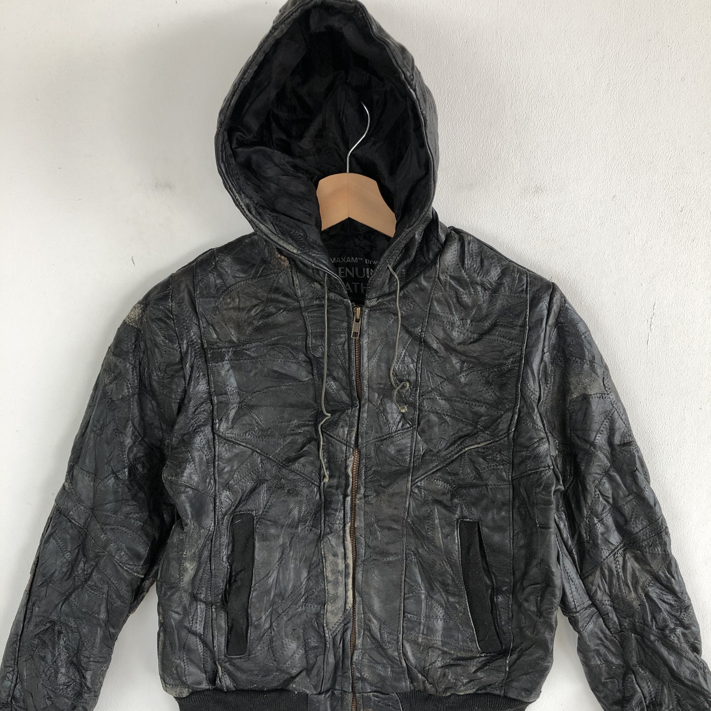 Genuine Leather × Vintage Maxam Leather Jacket Hoodie Japanese Genuine Leather Size US XS / EU 42 / 0 - 3 Thumbnail
