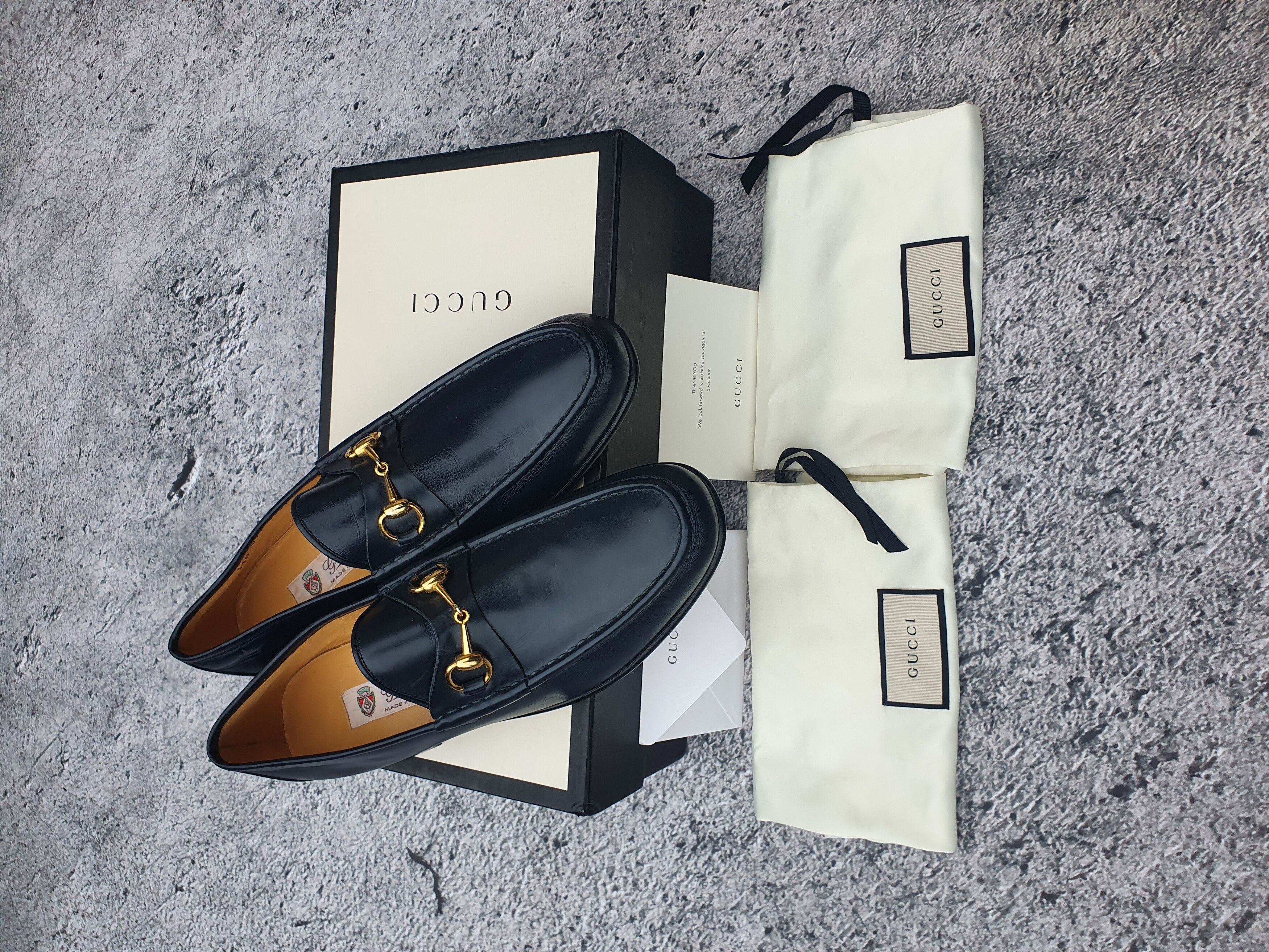 Pre-owned Gucci X Vintage New Vintage 70's 80's Gucci Leather Horsebit Loafers In Navy