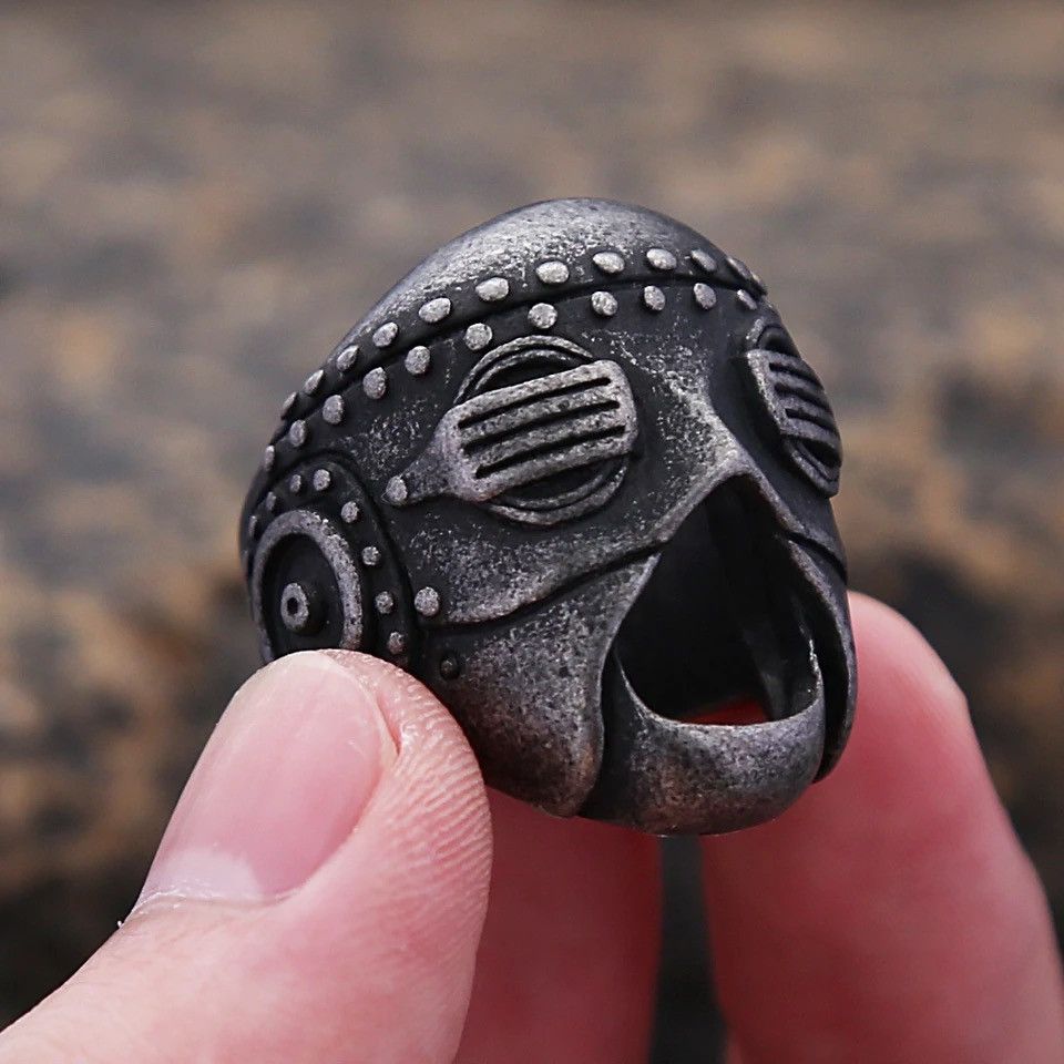 Jewelry × Vintage Gothic Punk Death Skull Mask Ring Size ONE SIZE - 1 Thumbnail