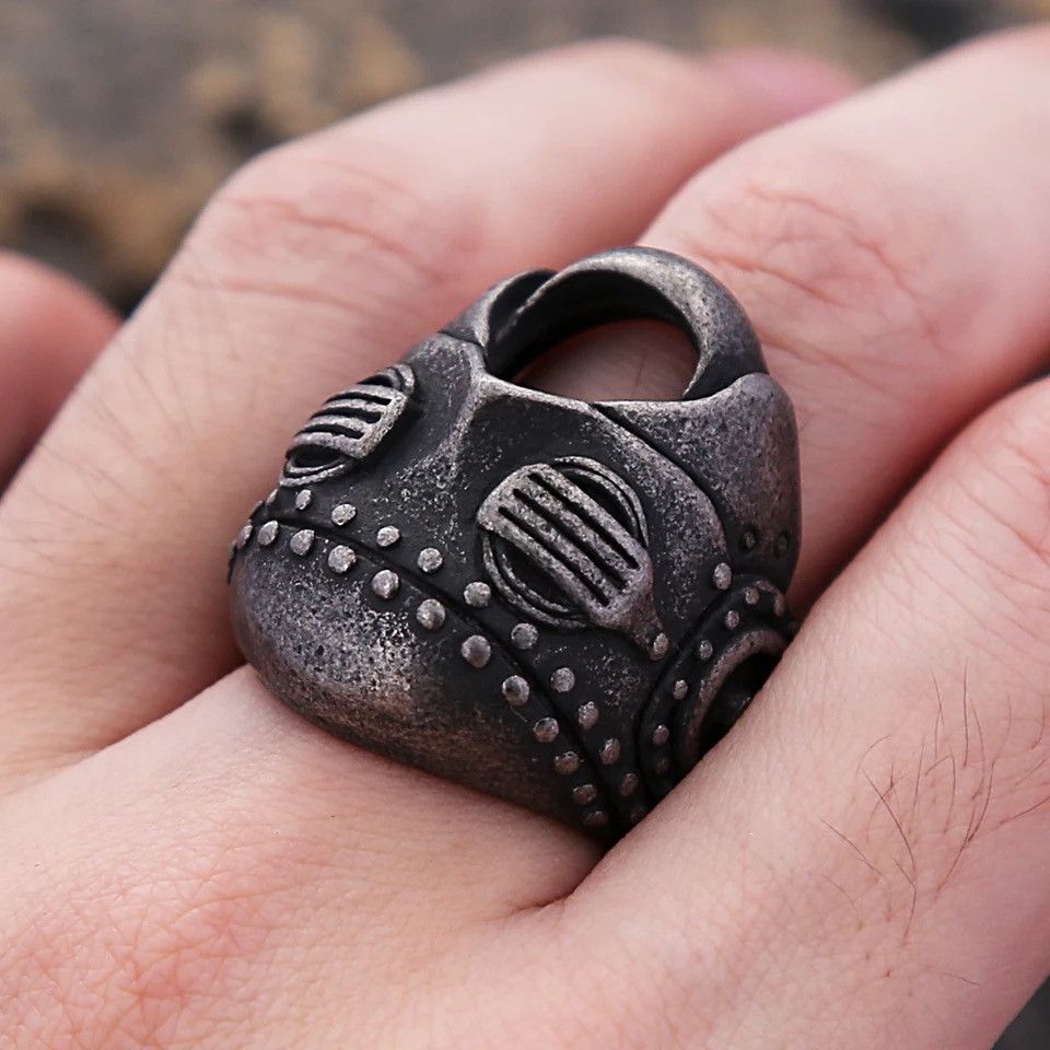 Jewelry × Vintage Gothic Punk Death Skull Mask Ring Size ONE SIZE - 2 Thumbnail