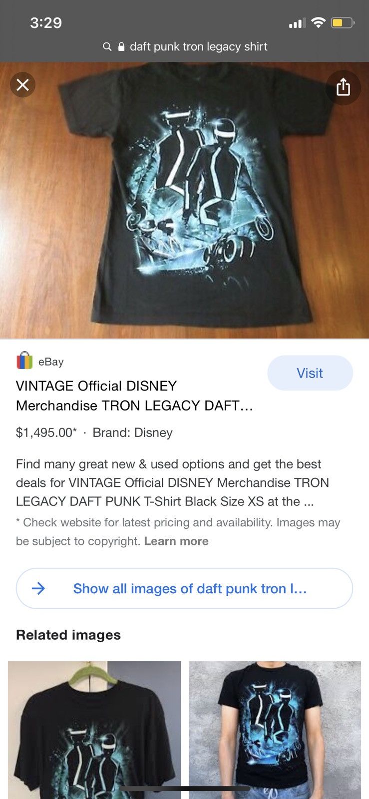 Disney Vintage daftpunk tronlegacy shirt Size US XL / EU 56 / 4 - 7 Thumbnail