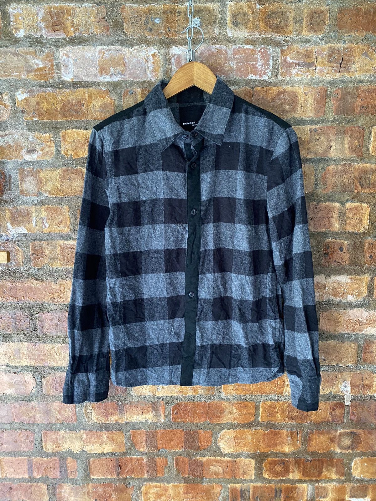 Number (N)ine Cross Black check wool blend Size US M / EU 48-50 / 2 - 2 Thumbnail