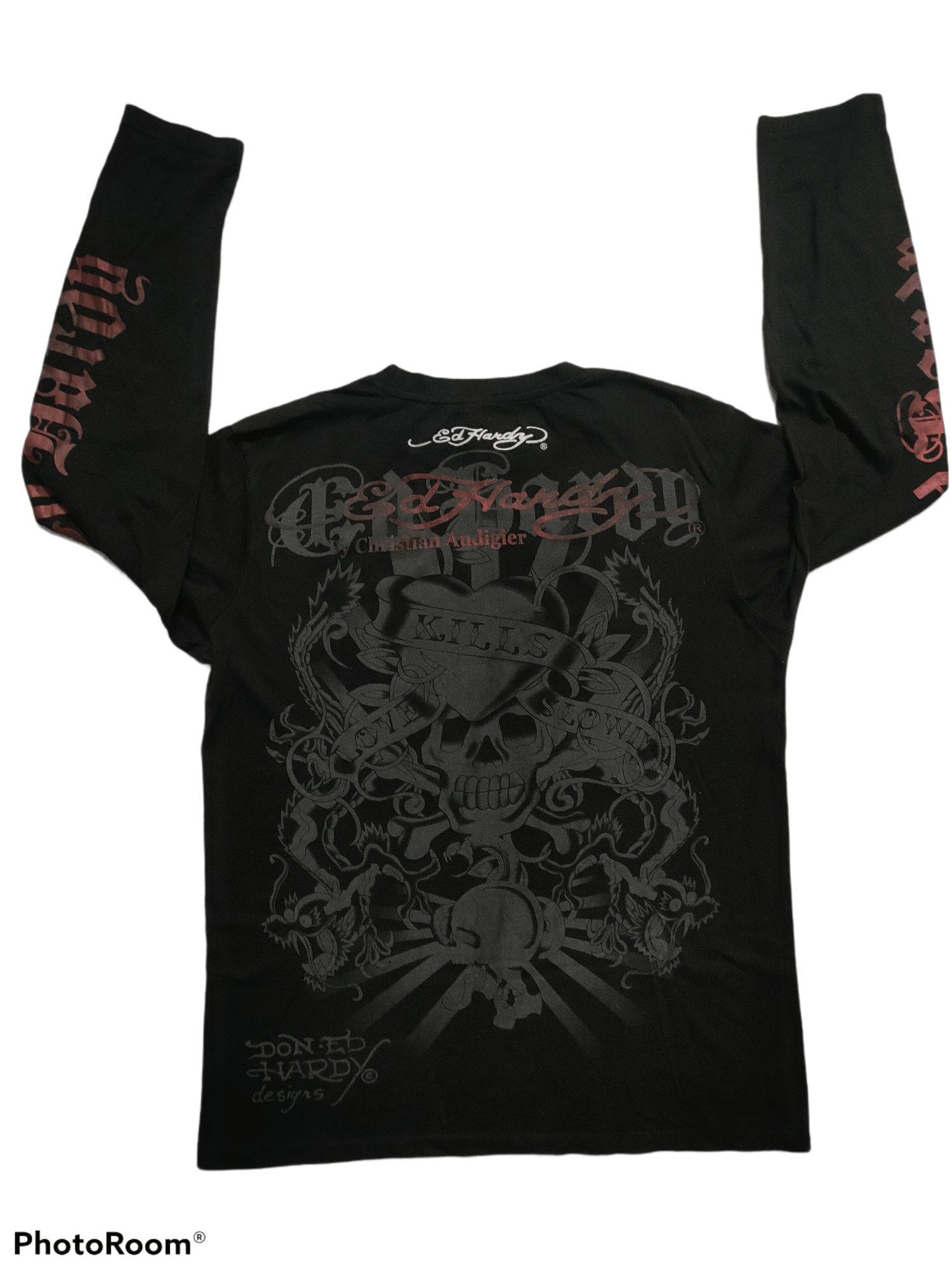 Christian Audigier 🔥Rare Item🔥VINTAGE USA ED-HARDY LONG SLEEVE OVER PRINT🔥 Size US M / EU 48-50 / 2 - 2 Thumbnail