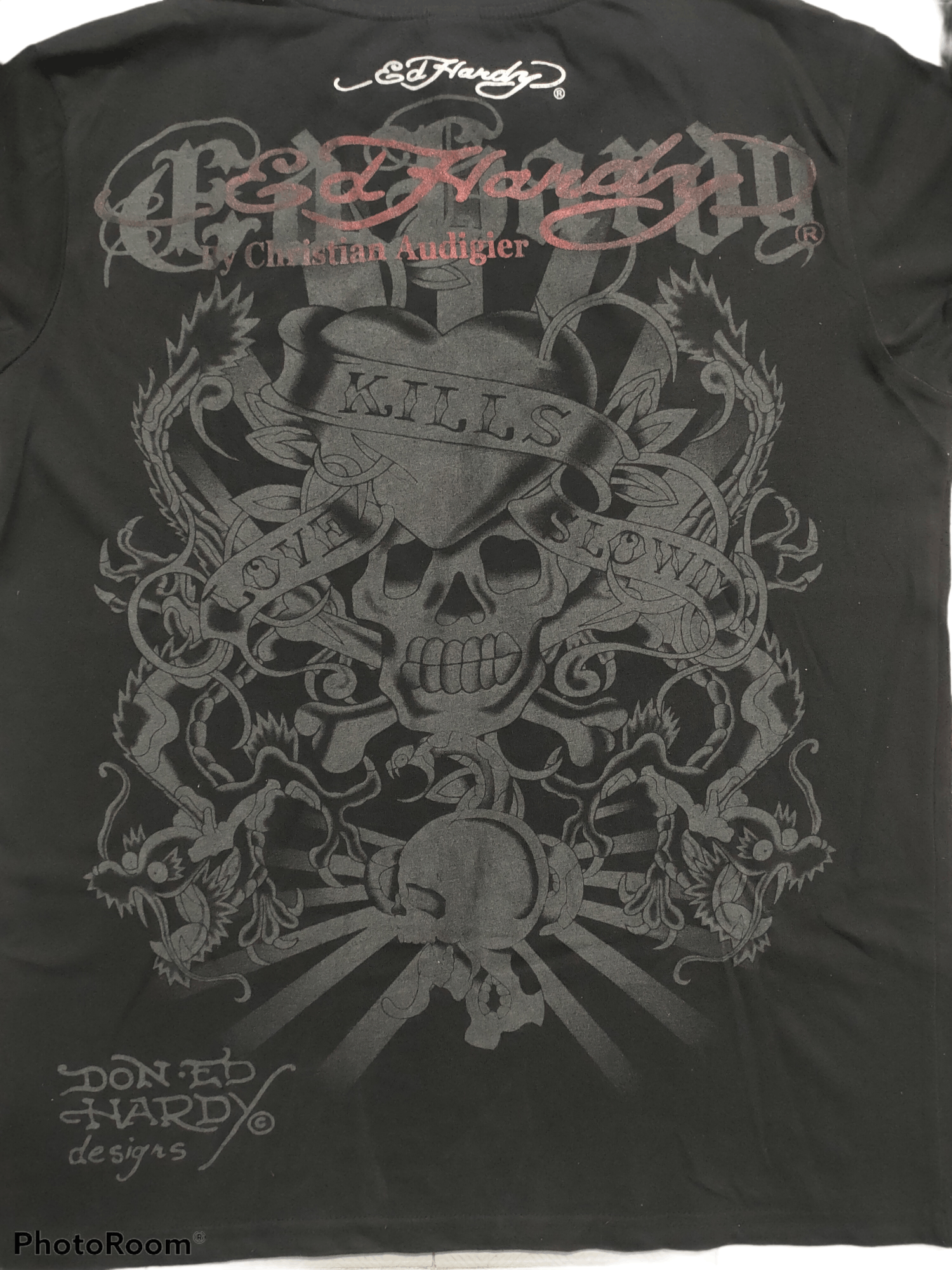 Christian Audigier 🔥Rare Item🔥VINTAGE USA ED-HARDY LONG SLEEVE OVER PRINT🔥 Size US M / EU 48-50 / 2 - 8 Thumbnail