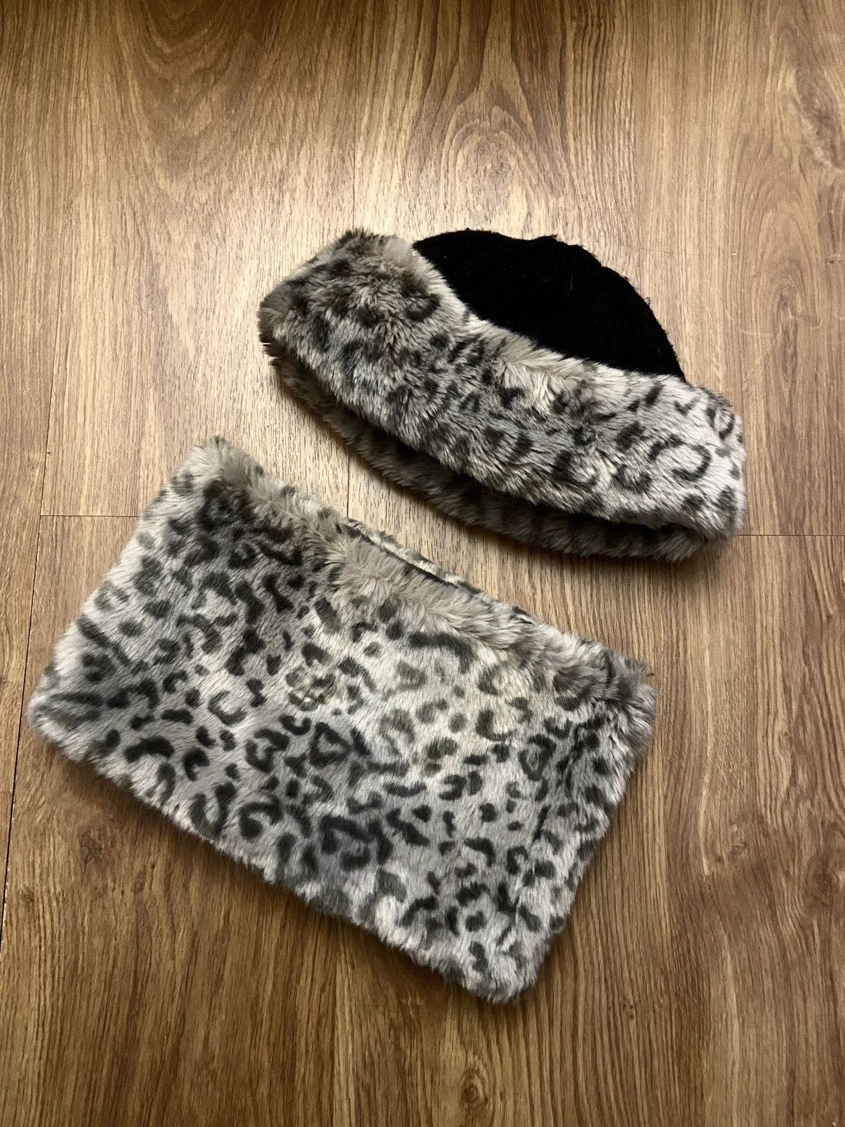 Fuzzy Mohair buff and hat set Y2K Luxury