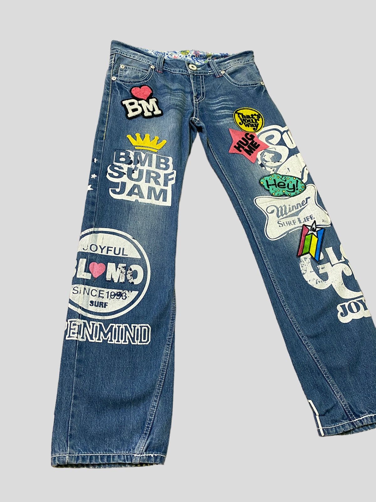 Japanese Brand Vintage BLUE MOON BLUE Patches Embroidered Low Rise Denim Size US 30 / EU 46 - 1 Thumbnail
