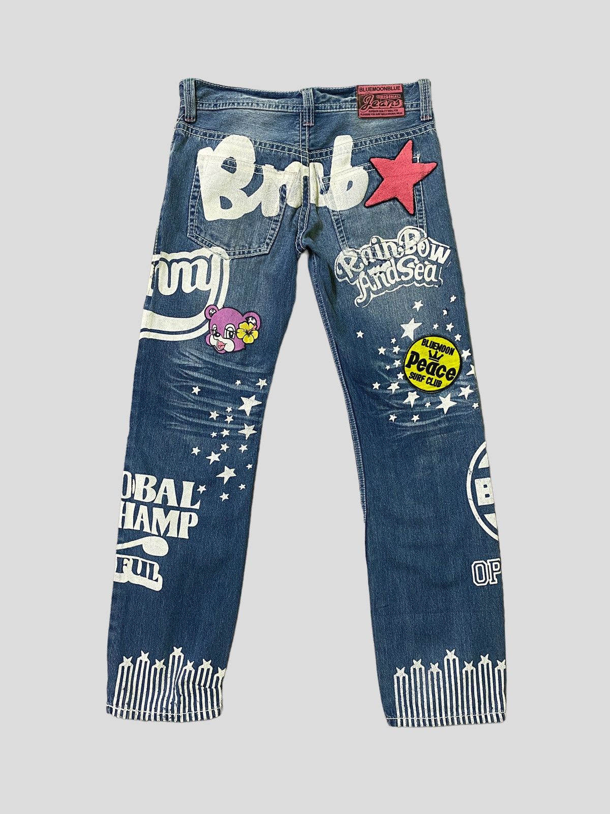 Japanese Brand Vintage BLUE MOON BLUE Patches Embroidered Low Rise Denim Size US 30 / EU 46 - 3 Thumbnail