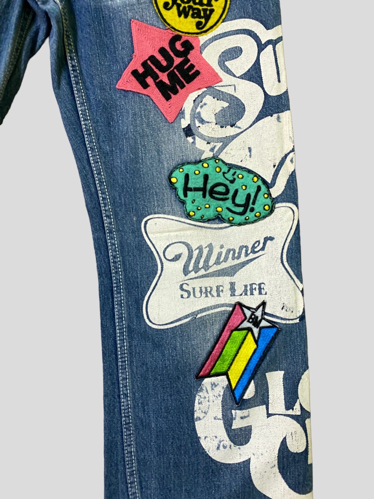 Japanese Brand Vintage BLUE MOON BLUE Patches Embroidered Low Rise Denim Size US 30 / EU 46 - 7 Thumbnail