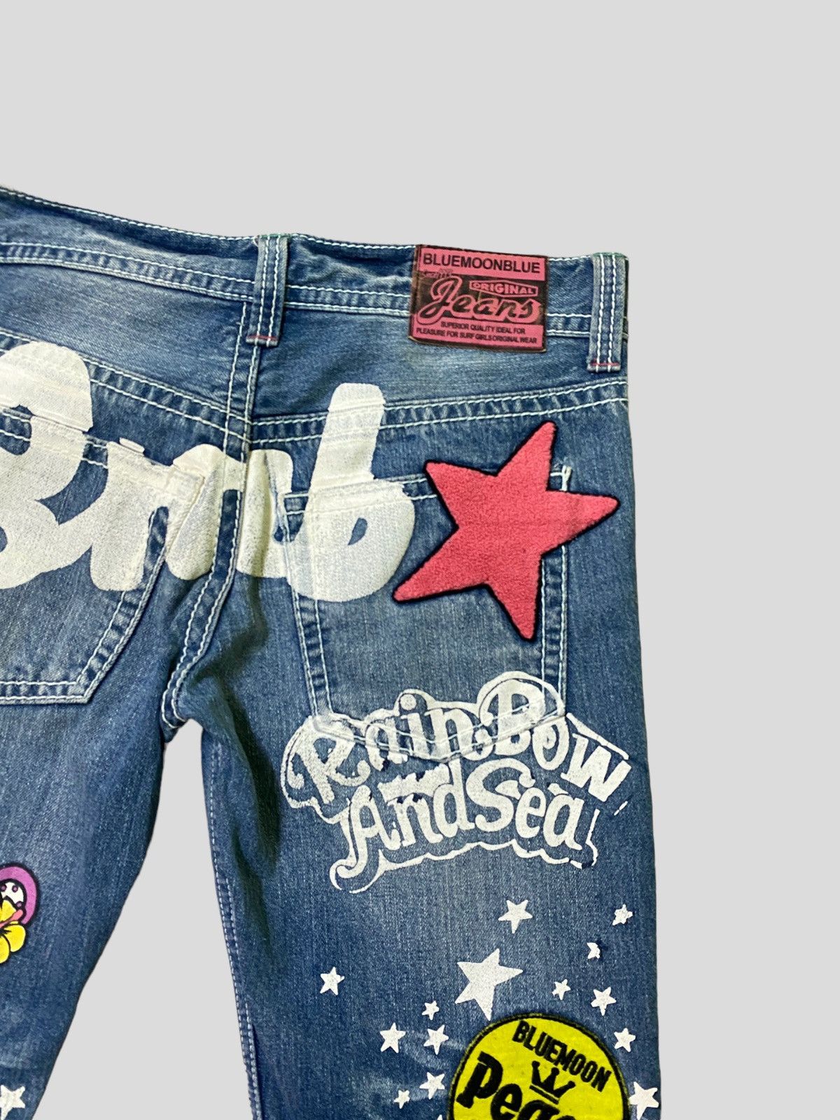 Japanese Brand Vintage BLUE MOON BLUE Patches Embroidered Low Rise Denim Size US 30 / EU 46 - 14 Thumbnail