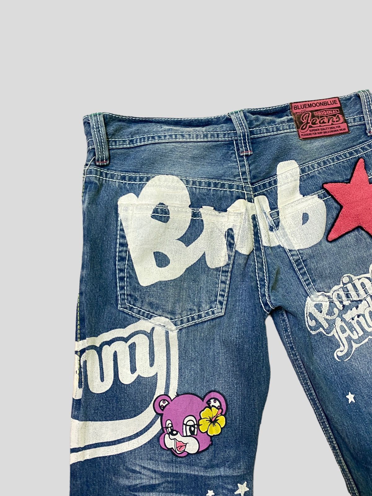 Japanese Brand Vintage BLUE MOON BLUE Patches Embroidered Low Rise Denim Size US 30 / EU 46 - 13 Thumbnail