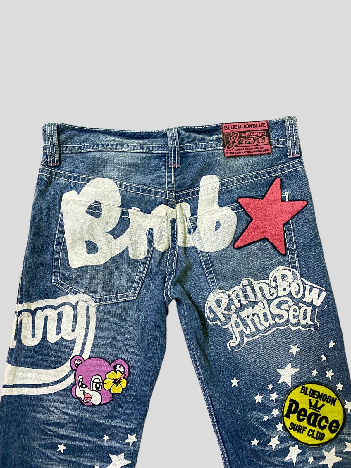 Japanese Brand Vintage BLUE MOON BLUE Patches Embroidered Low Rise Denim Size US 30 / EU 46 - 12 Thumbnail