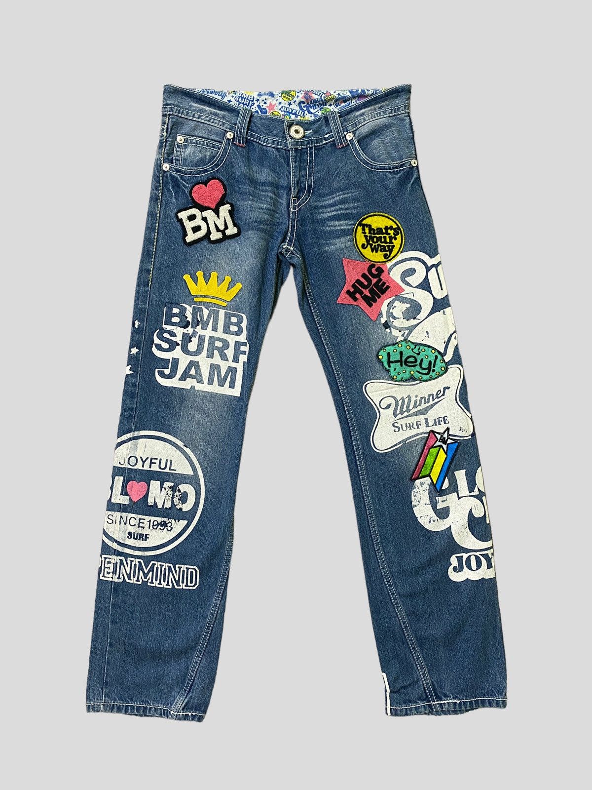 Japanese Brand Vintage BLUE MOON BLUE Patches Embroidered Low Rise Denim Size US 30 / EU 46 - 2 Thumbnail