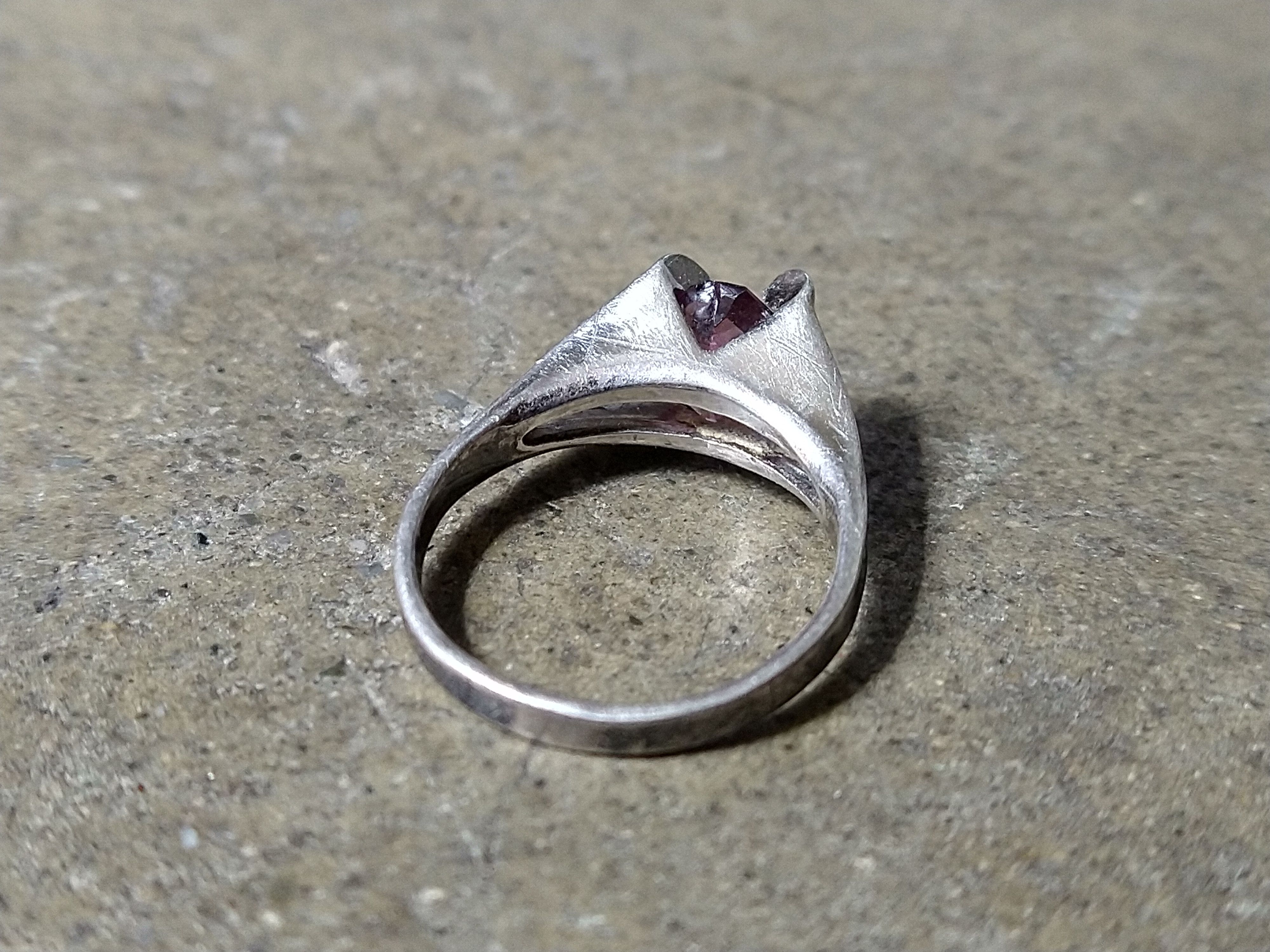 Jewelry × Sterling Silver × Vintage Vintage Sterling Silver Ring Size 5.75 Purple Glass Square Size ONE SIZE - 8 Thumbnail
