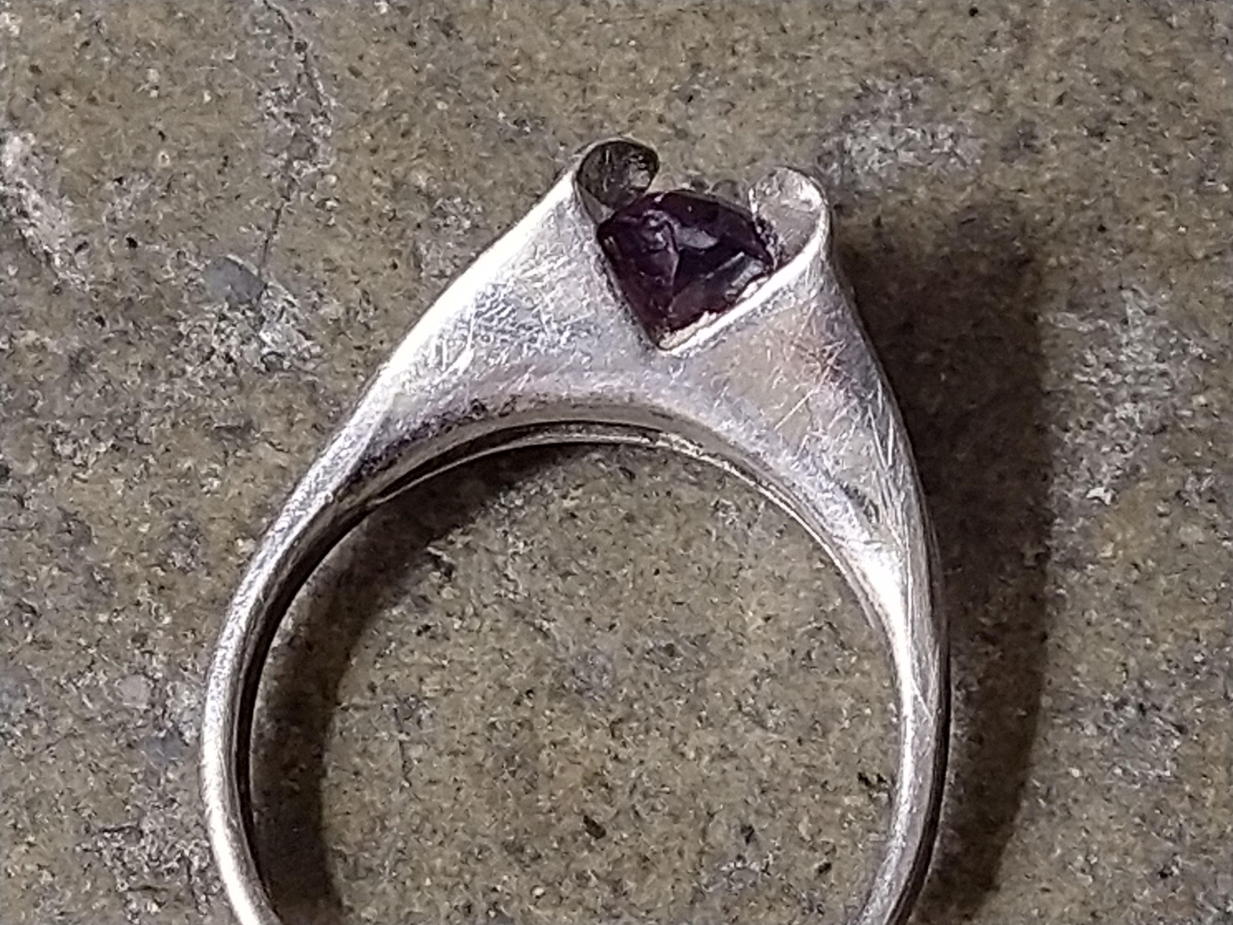 Jewelry × Sterling Silver × Vintage Vintage Sterling Silver Ring Size 5.75 Purple Glass Square Size ONE SIZE - 10 Thumbnail