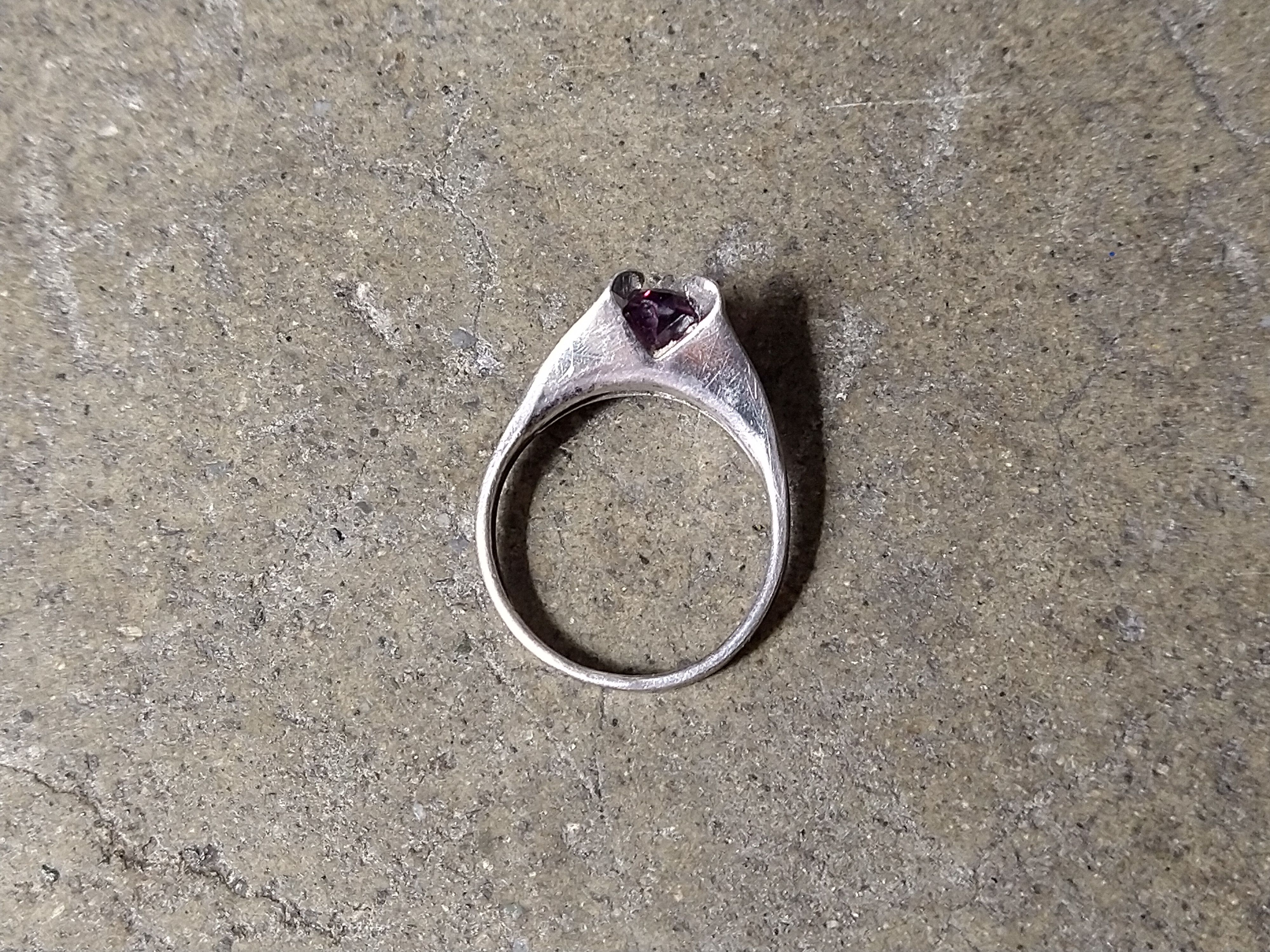 Jewelry × Sterling Silver × Vintage Vintage Sterling Silver Ring Size 5.75 Purple Glass Square Size ONE SIZE - 9 Thumbnail