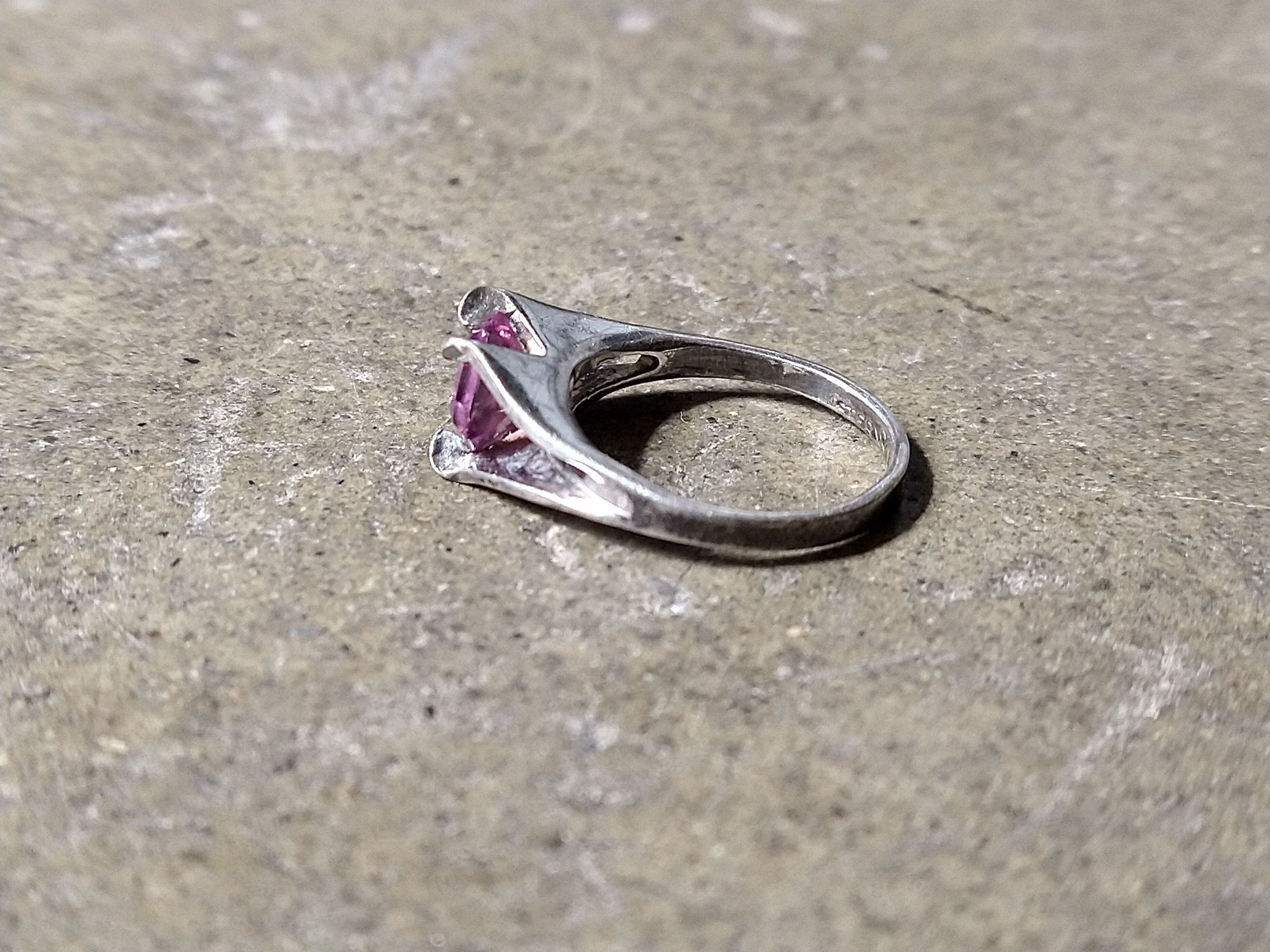 Jewelry × Sterling Silver × Vintage Vintage Sterling Silver Ring Size 5.75 Purple Glass Square Size ONE SIZE - 6 Thumbnail