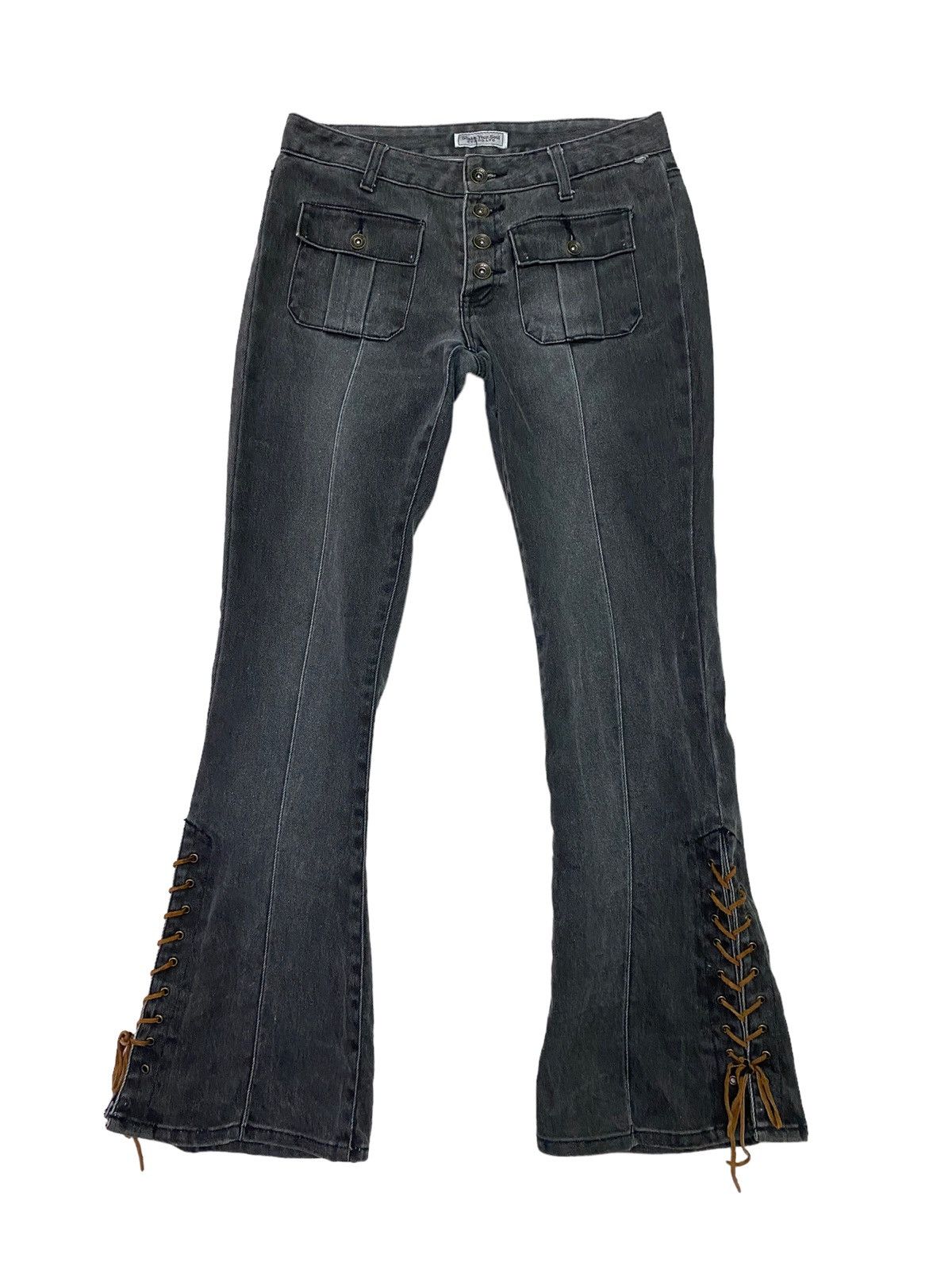 If Six Was Nine Flared Shake Your Soul Bush Pant Low Rise Denim S46k Size US 27 - 5 Thumbnail