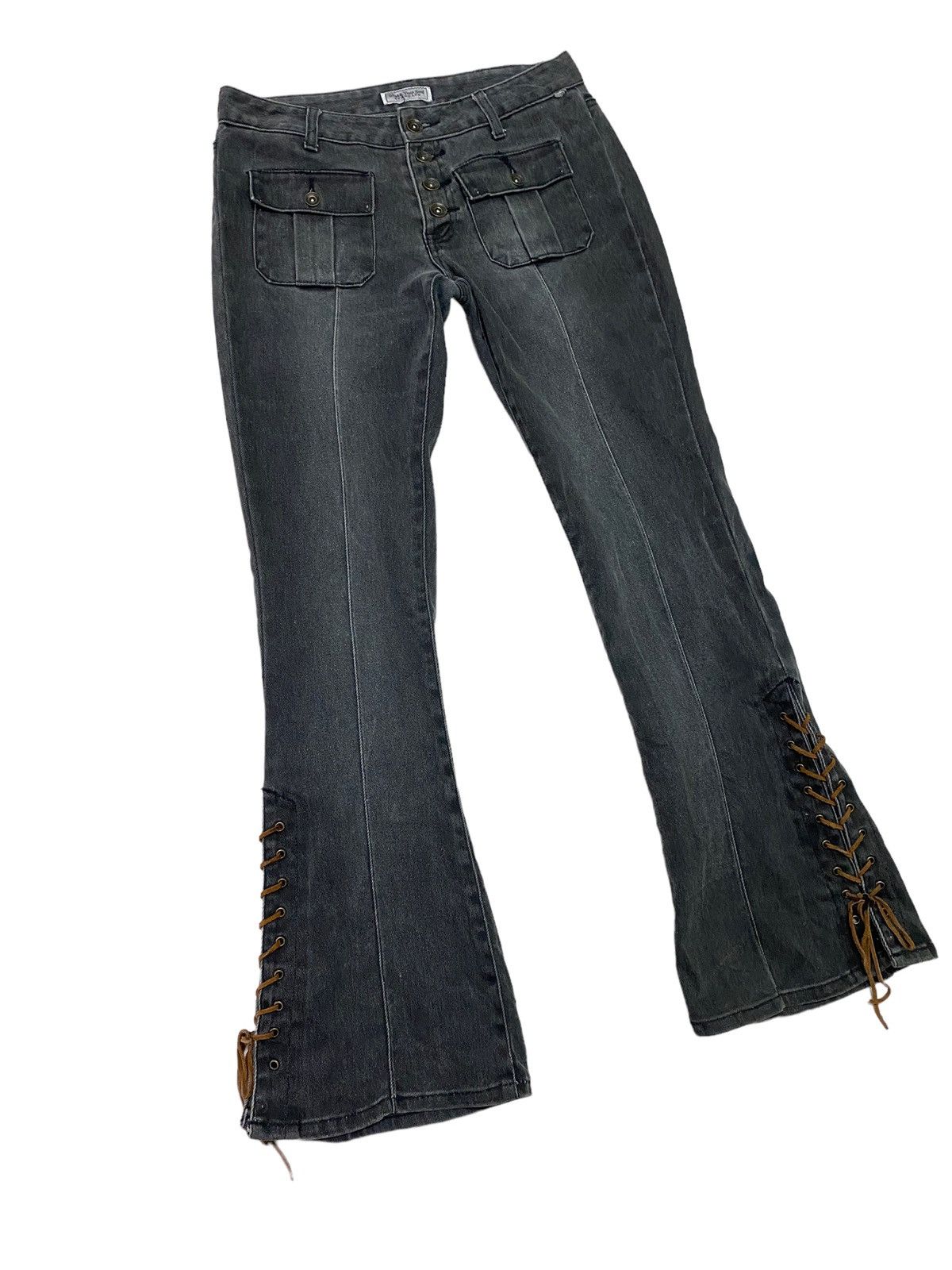 If Six Was Nine Flared Shake Your Soul Bush Pant Low Rise Denim S46k Size US 27 - 1 Thumbnail