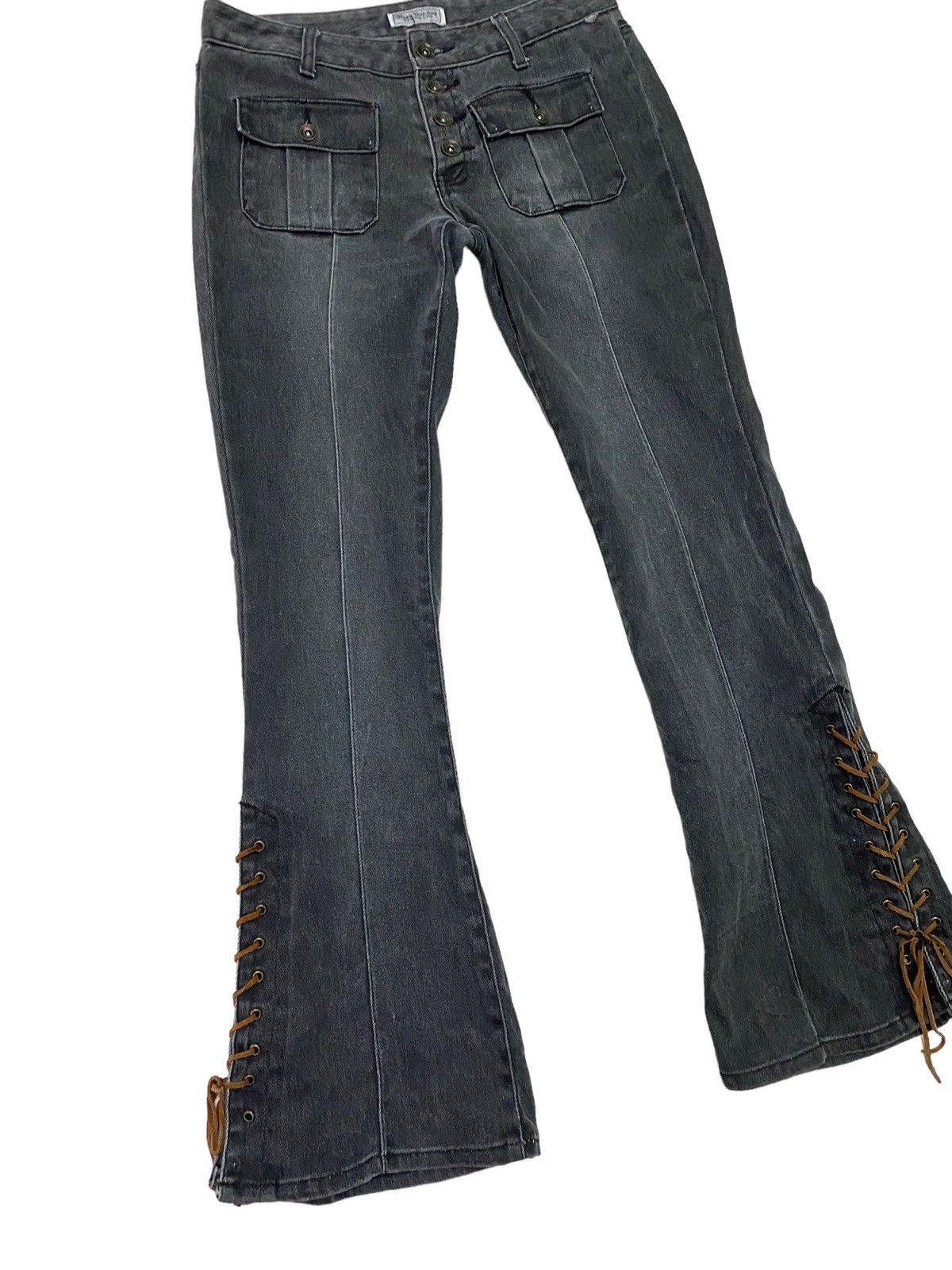 If Six Was Nine Flared Shake Your Soul Bush Pant Low Rise Denim S46k Size US 27 - 2 Thumbnail