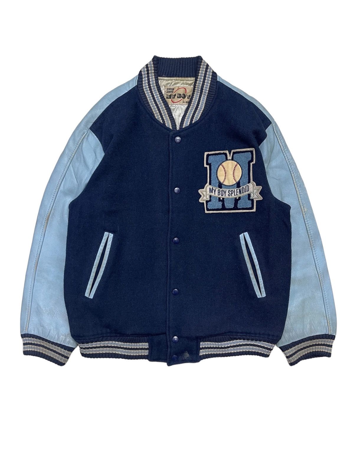 Vintage 70s Baseball Varsity Jacket in Blue, Men's