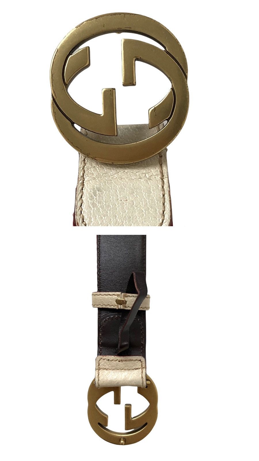 Gucci GUCCI STRIP RED GREEN LEATHER BELT WEB GOLD INTERLOCKING Size 30 - 2 Thumbnail