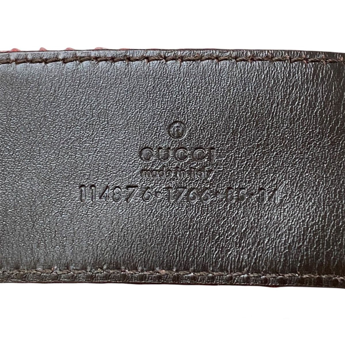 Gucci GUCCI STRIP RED GREEN LEATHER BELT WEB GOLD INTERLOCKING Size 30 - 4 Thumbnail